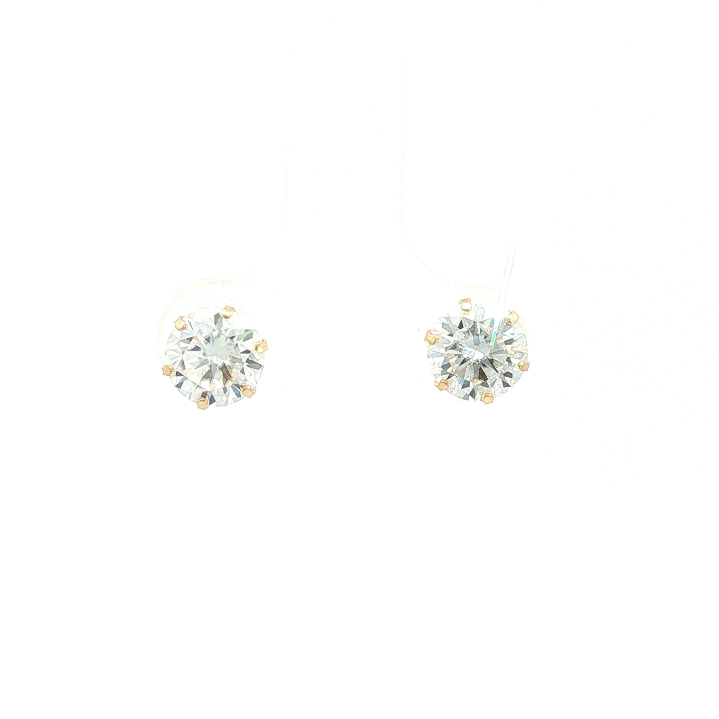 Yellow Gold Round Diamond Stud Earrings