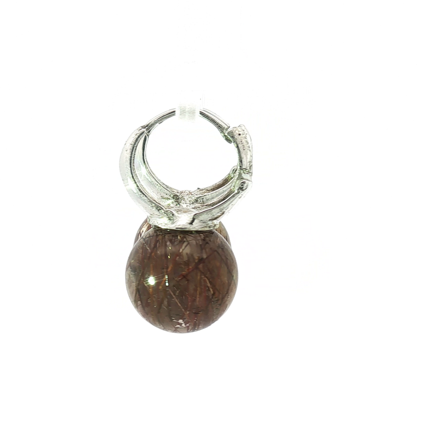 Silver Drop Earrings with Natural Copper Inclusion Spheres