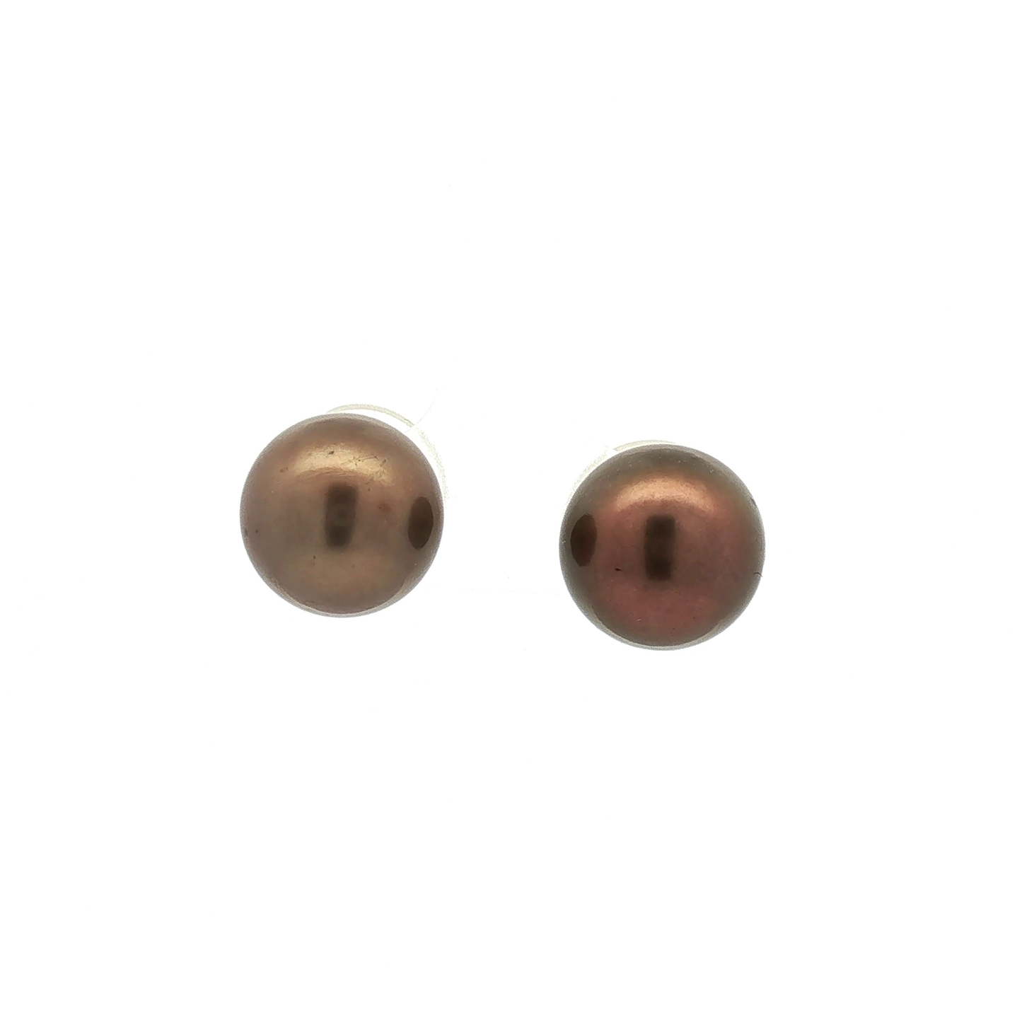 Chocolate Pearl Stud Earrings in White Gold