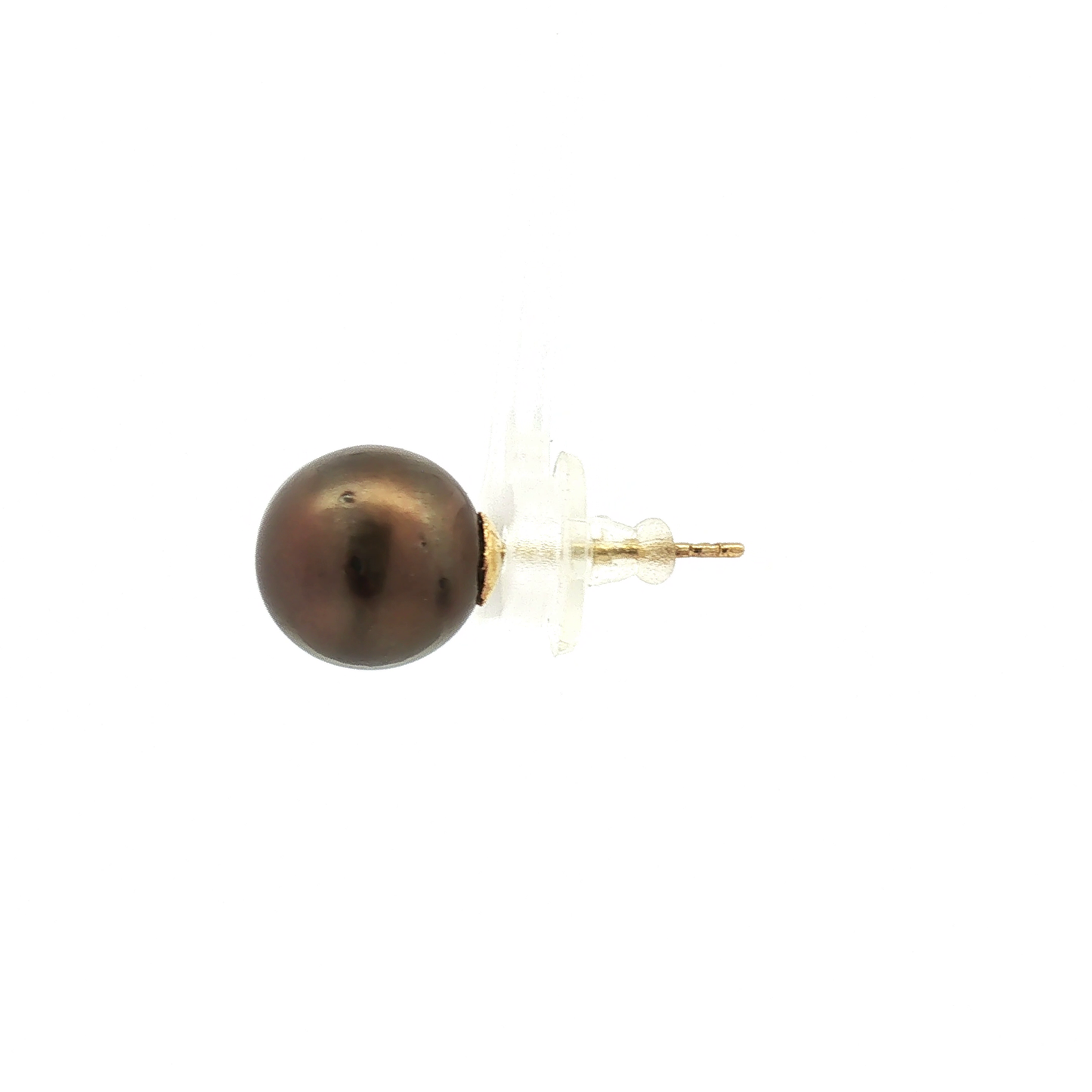 Chocolate Pearl Stud Earrings in White Gold