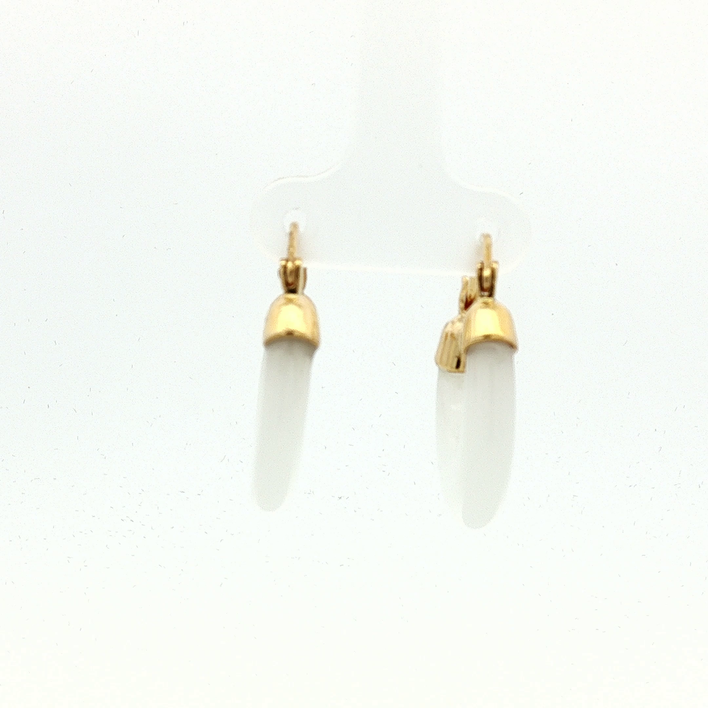 Elongated White Quartz Drop Earrings in Yellow Gold
