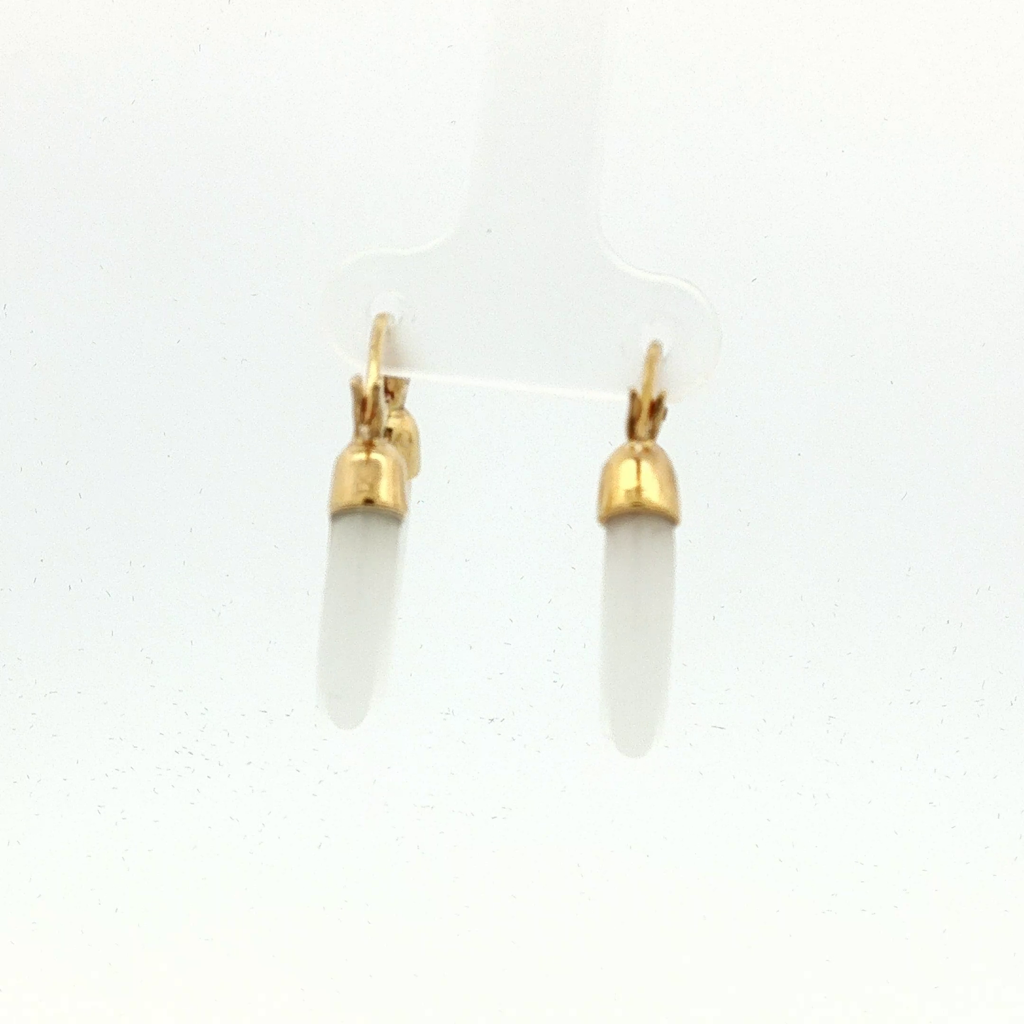 Elongated White Quartz Drop Earrings in Yellow Gold