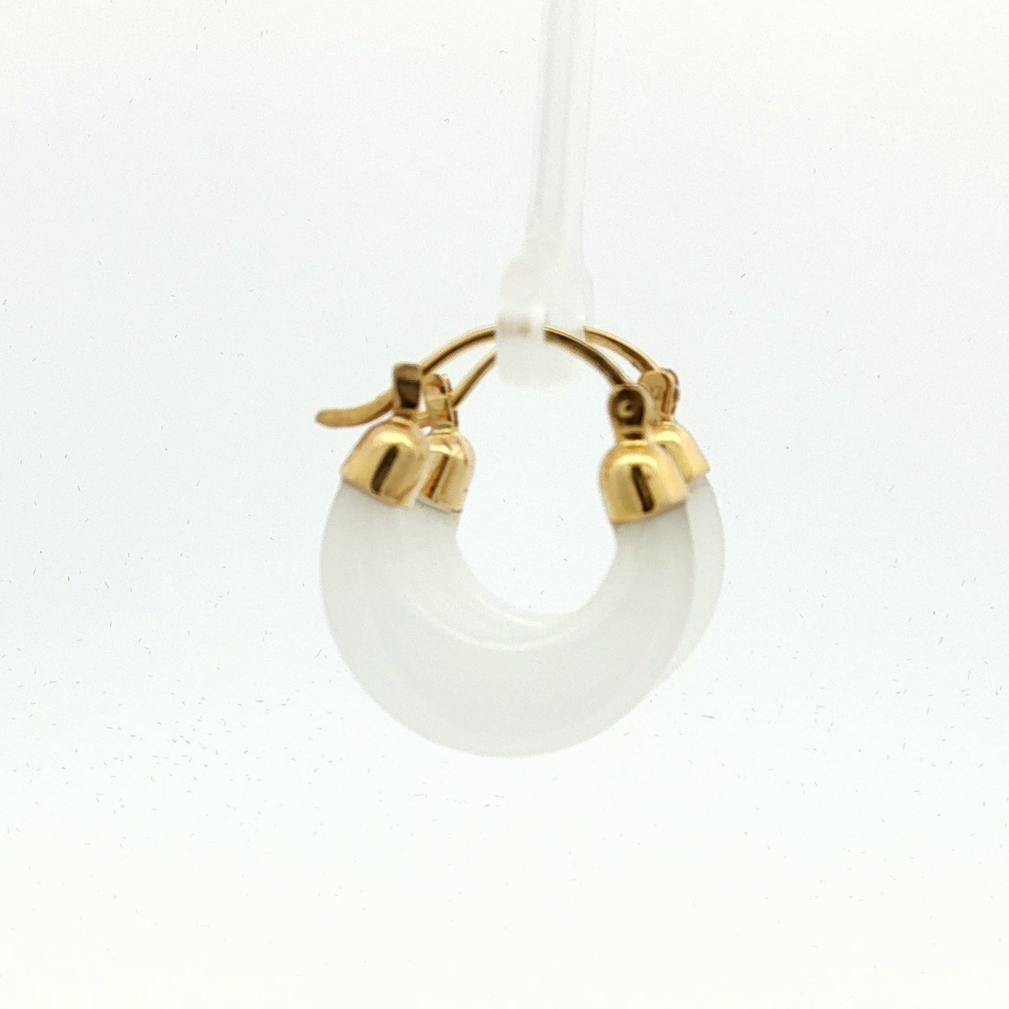 Elongated White Quartz Drop Earrings in Yellow Gold