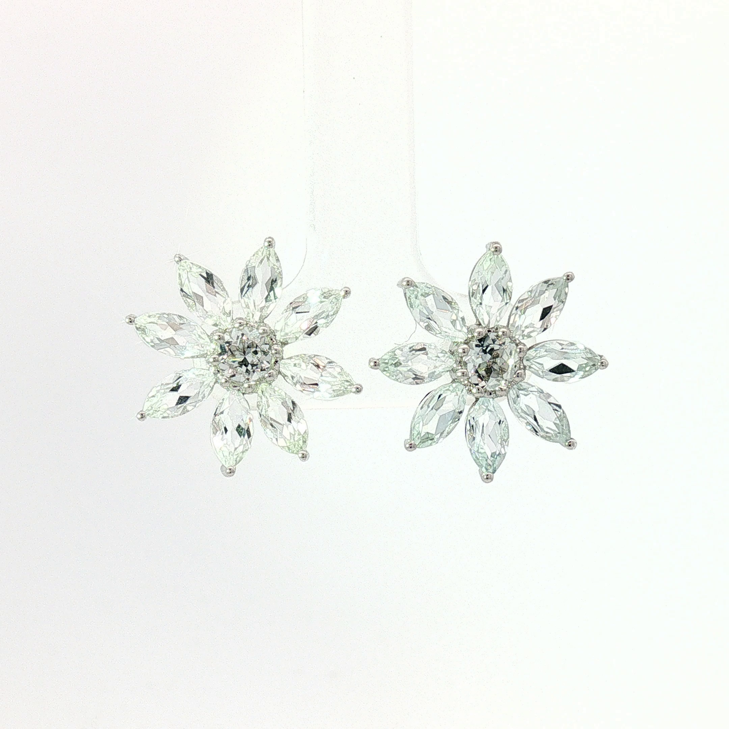 Diamond Floral Cluster Earrings in White Gold