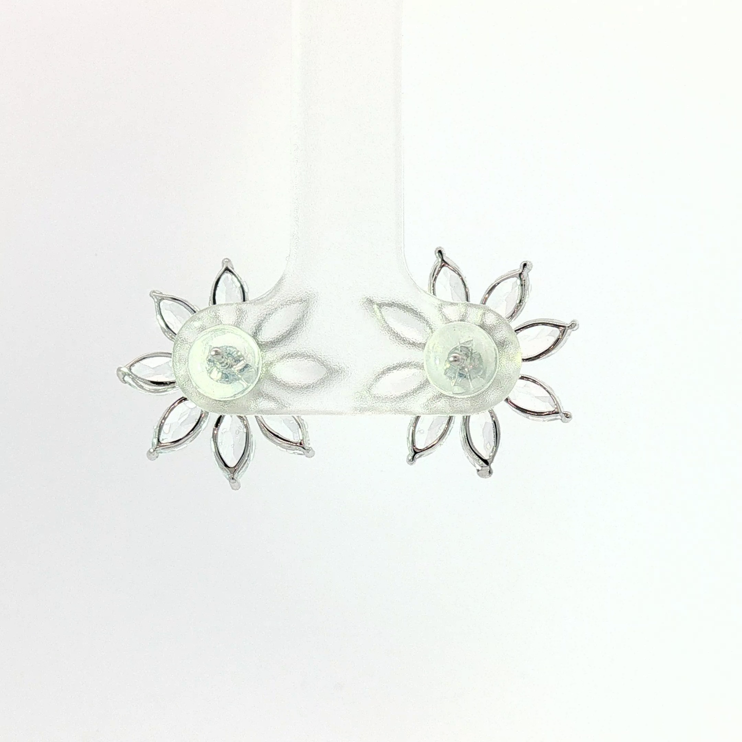 Diamond Floral Cluster Earrings in White Gold