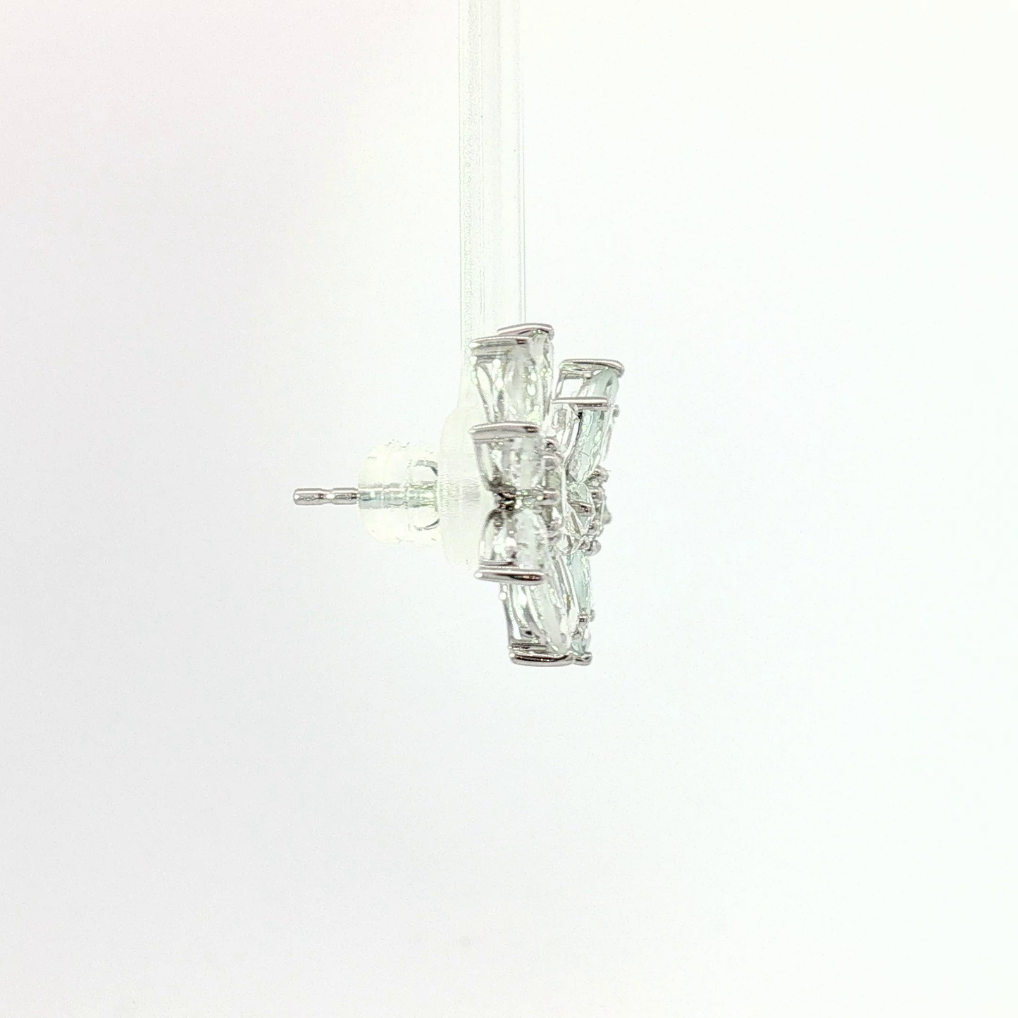 Diamond Floral Cluster Earrings in White Gold