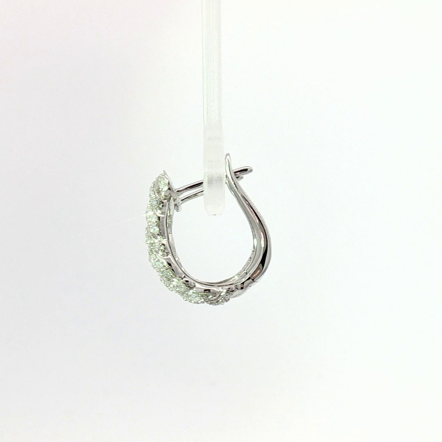 Twisted Pave Diamond Hoop Earrings in White Gold