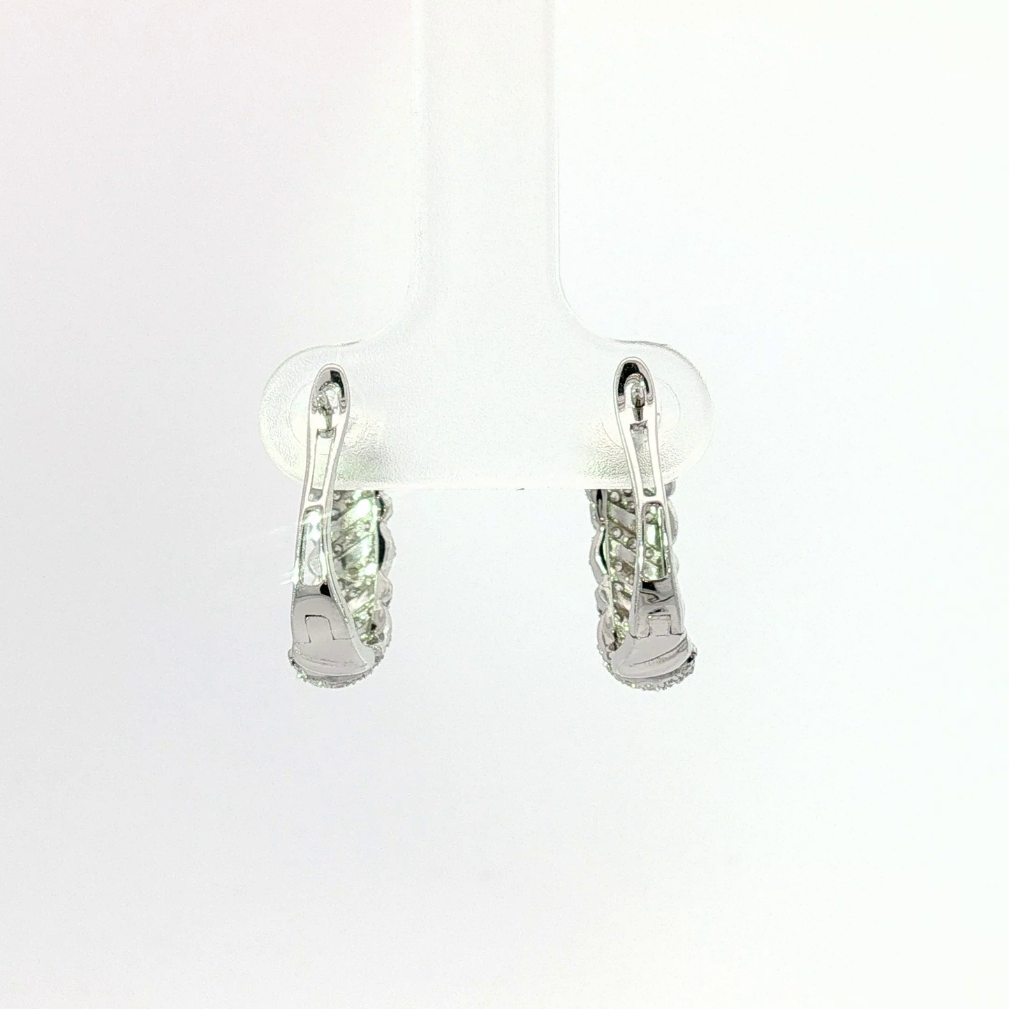Twisted Pave Diamond Hoop Earrings in White Gold