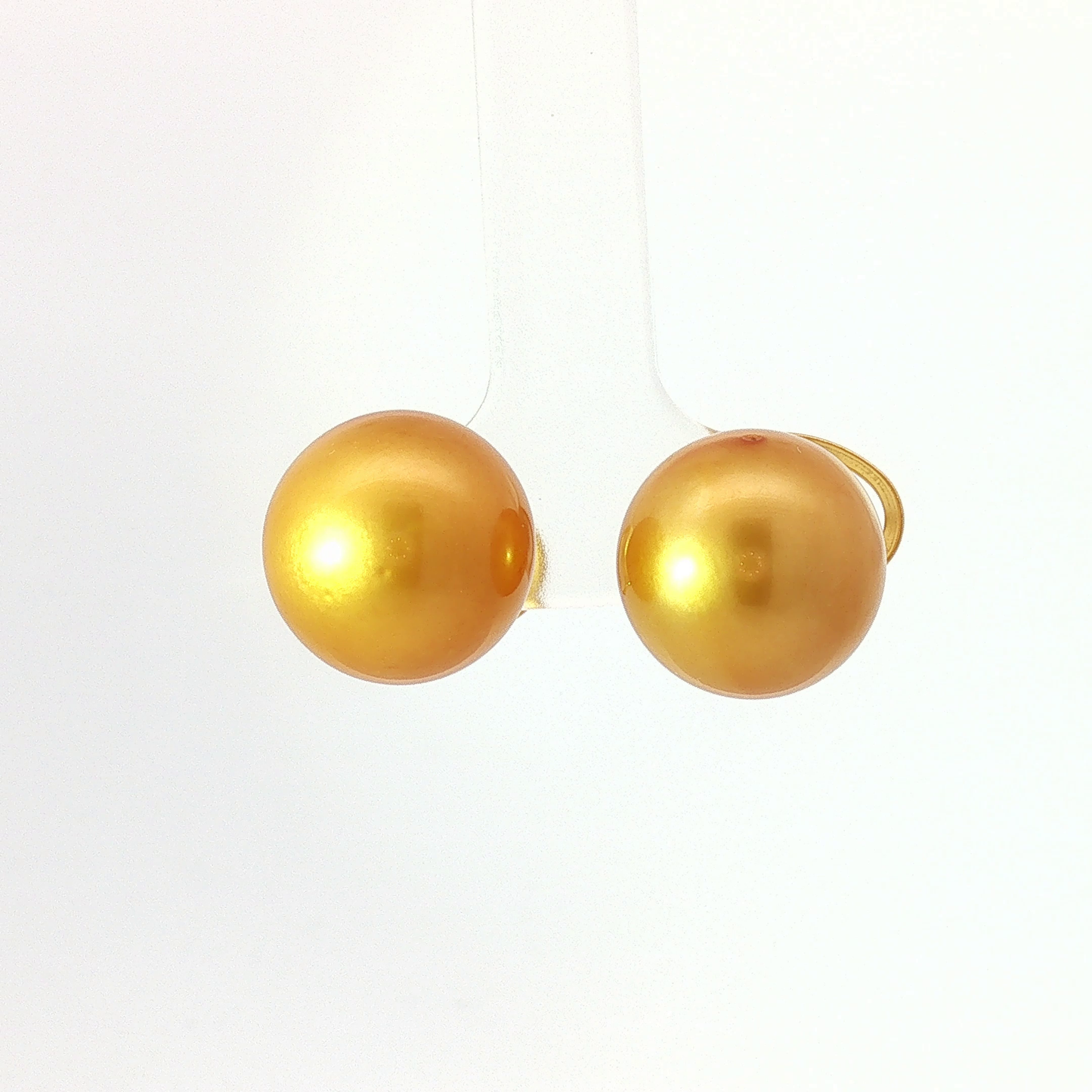 Golden Pearl Stud Earrings in Yellow Gold