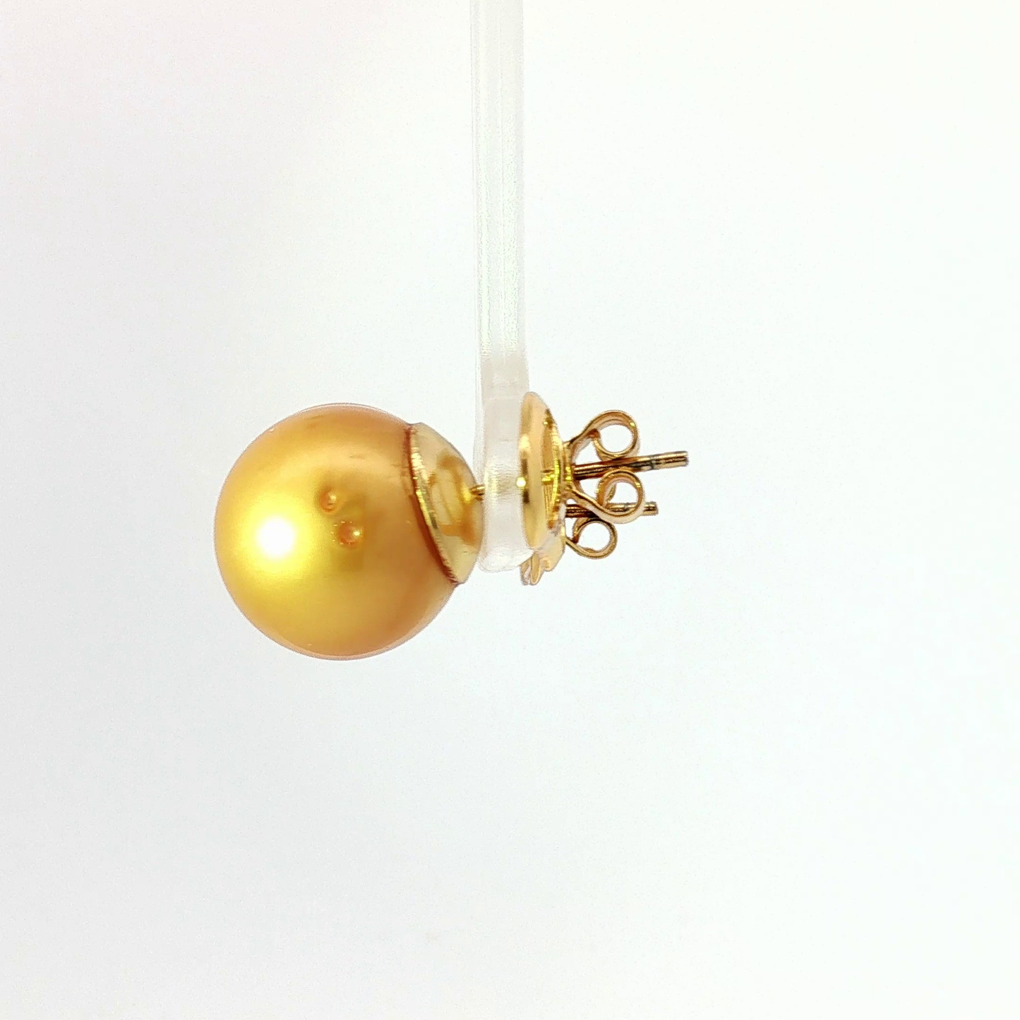 Golden Pearl Stud Earrings in Yellow Gold
