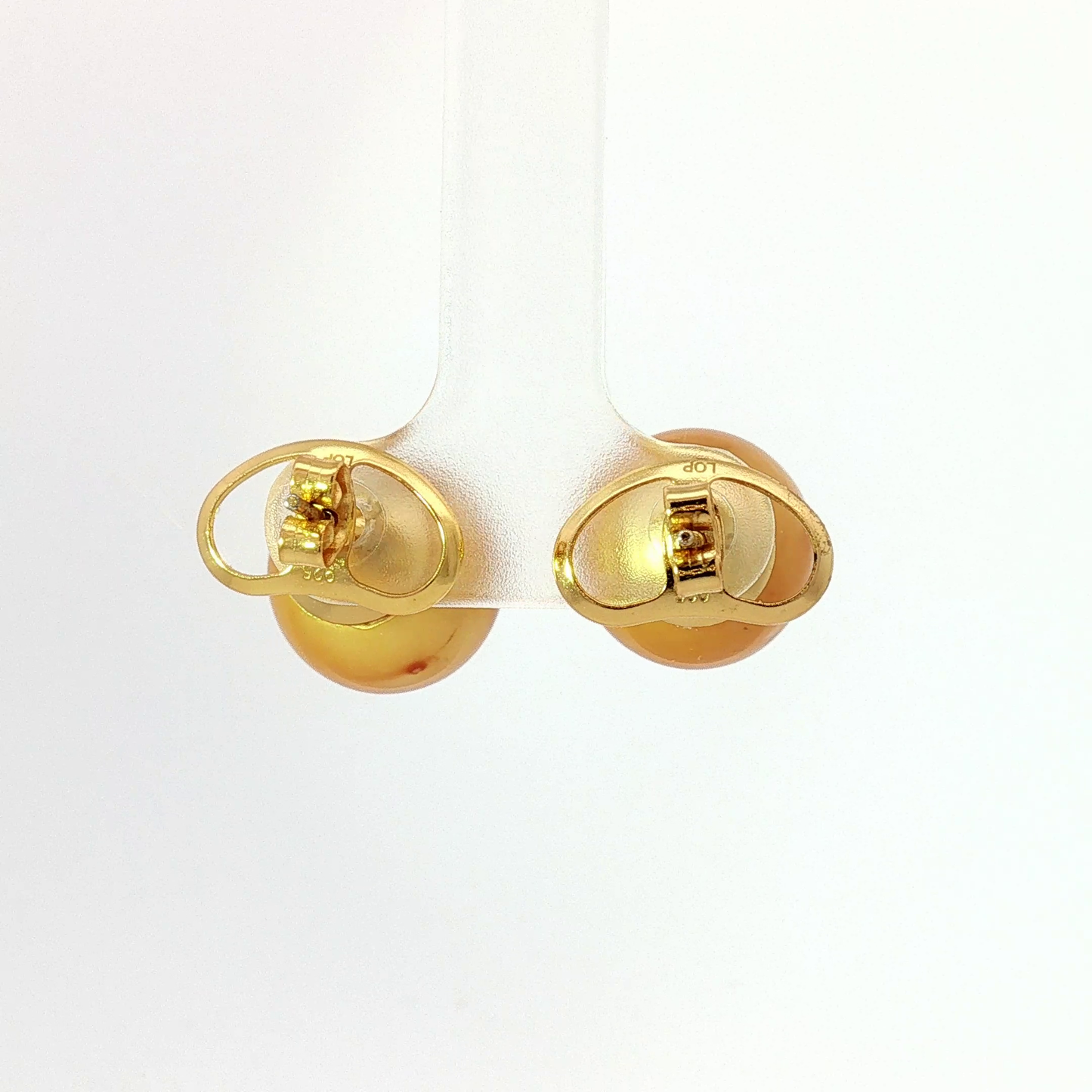 Golden Pearl Stud Earrings in Yellow Gold