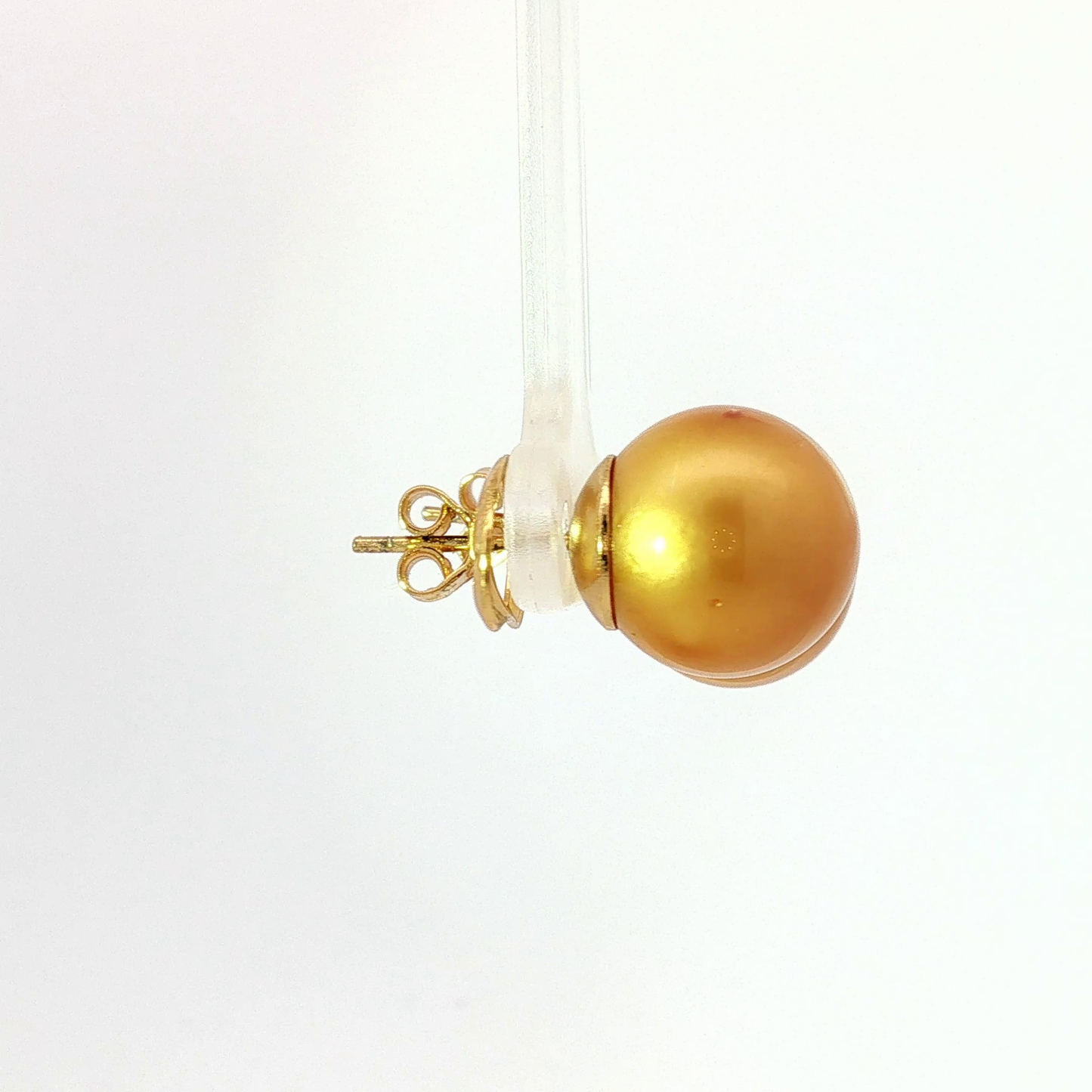 Golden Pearl Stud Earrings in Yellow Gold