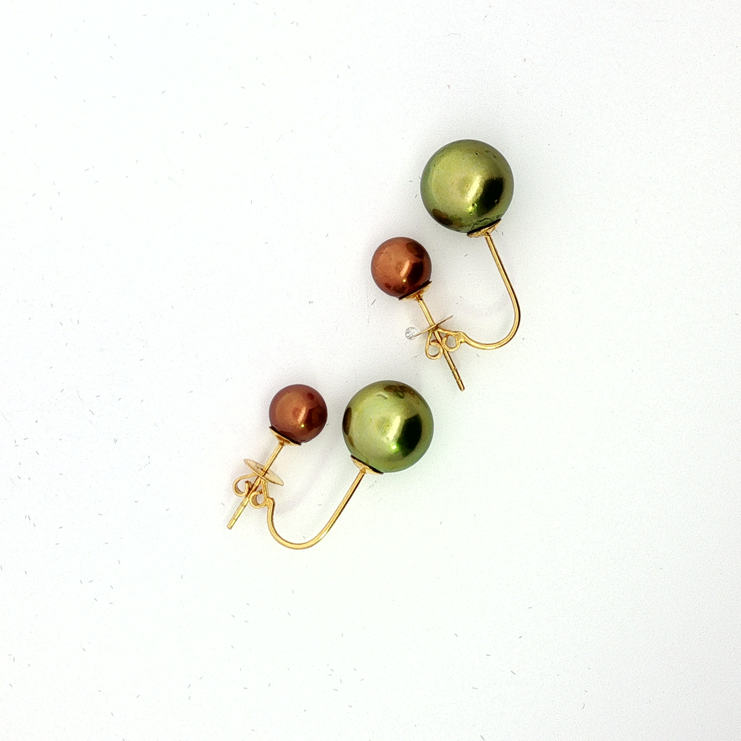 Two-Tone Pearl Wrap Earrings in Yellow Gold