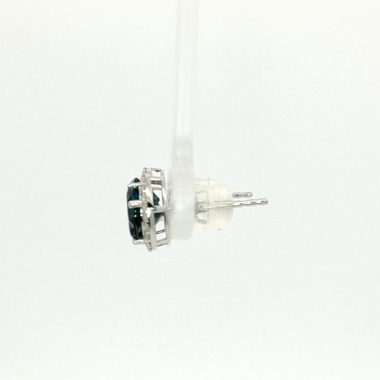 Round Topaz and White Gold Halo Stud Earrings