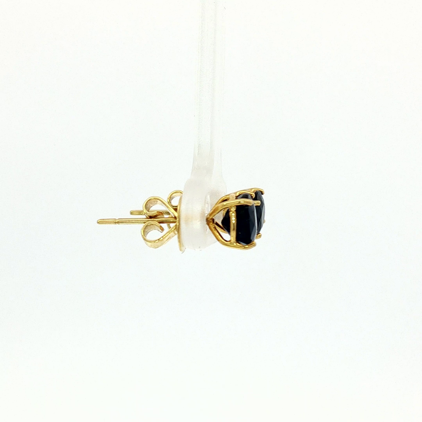 Round Deep Blue Sapphire Stud Earrings in Yellow Gold