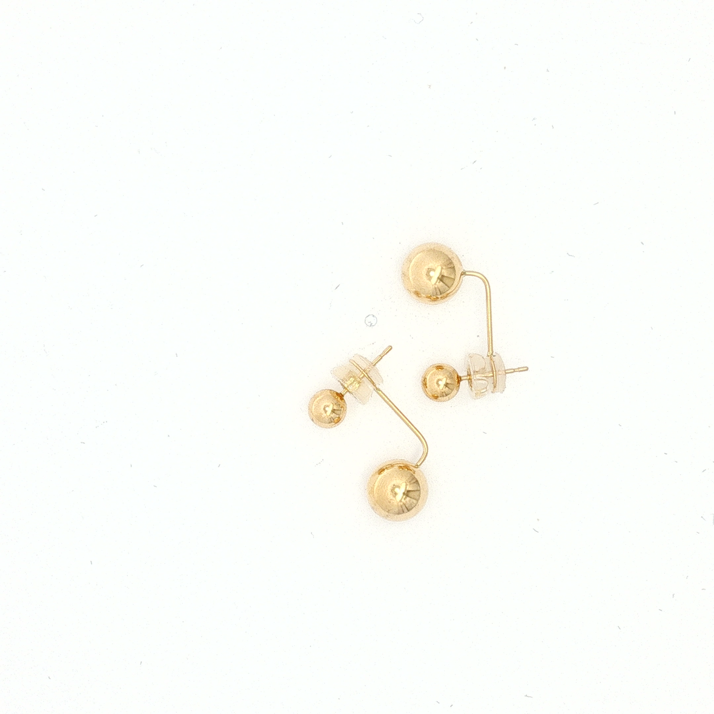 Yellow Gold Double Sphere Drop Earrings