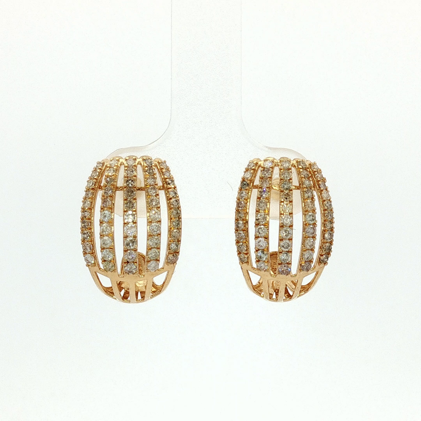 Diamond Pavé Cage Stud Earrings in Rose Gold