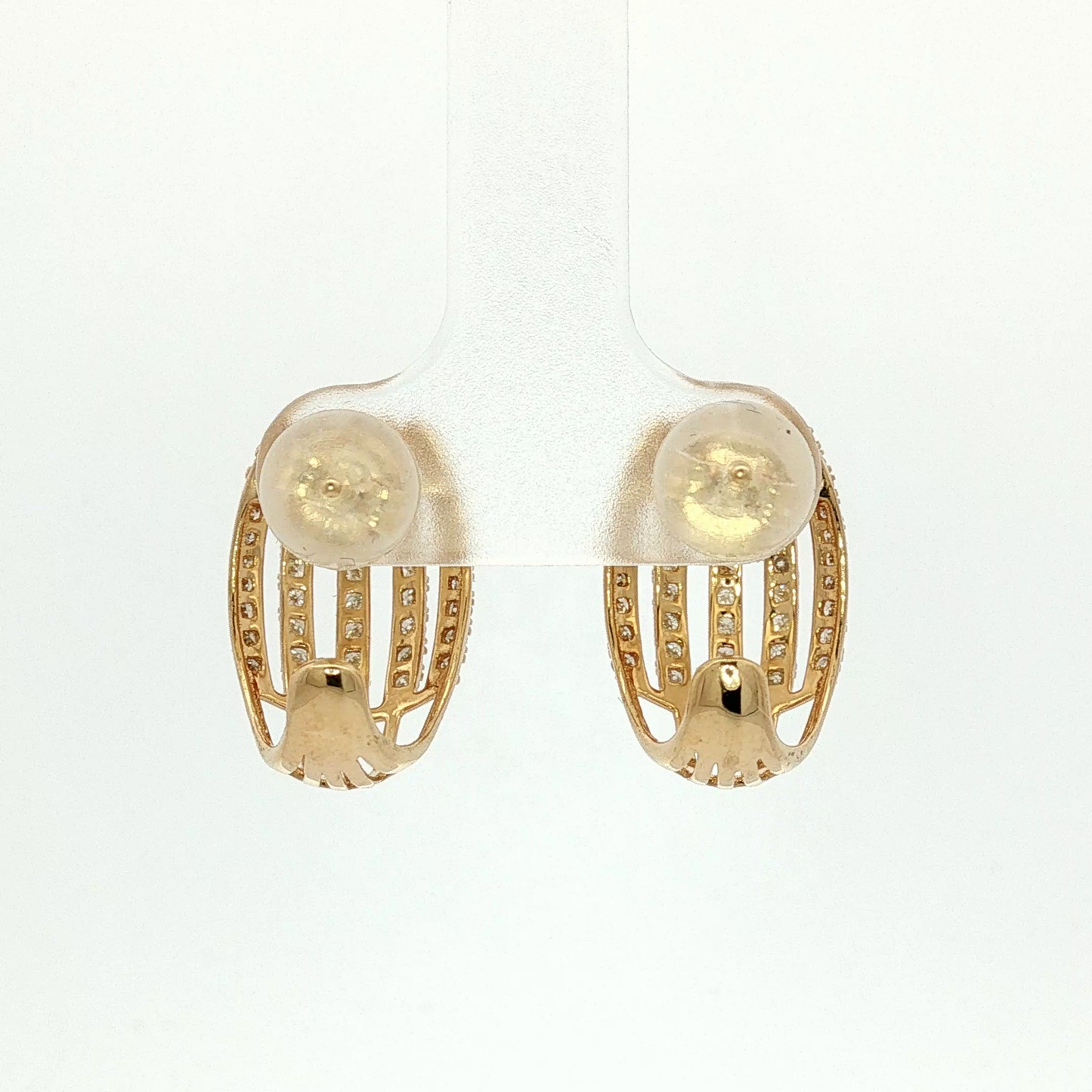 Diamond Pavé Cage Stud Earrings in Rose Gold