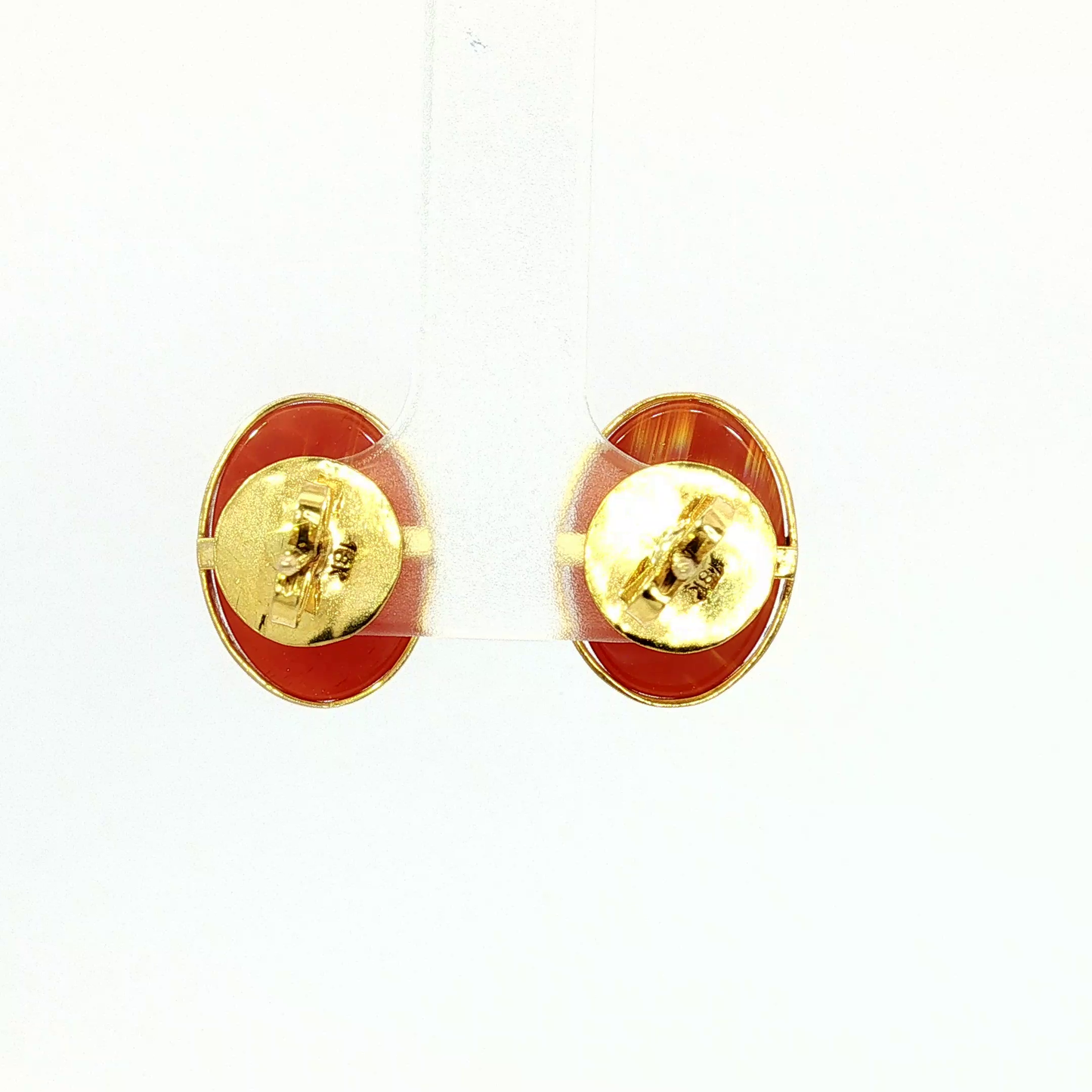 Yellow Gold Coral Cameo Stud Earrings