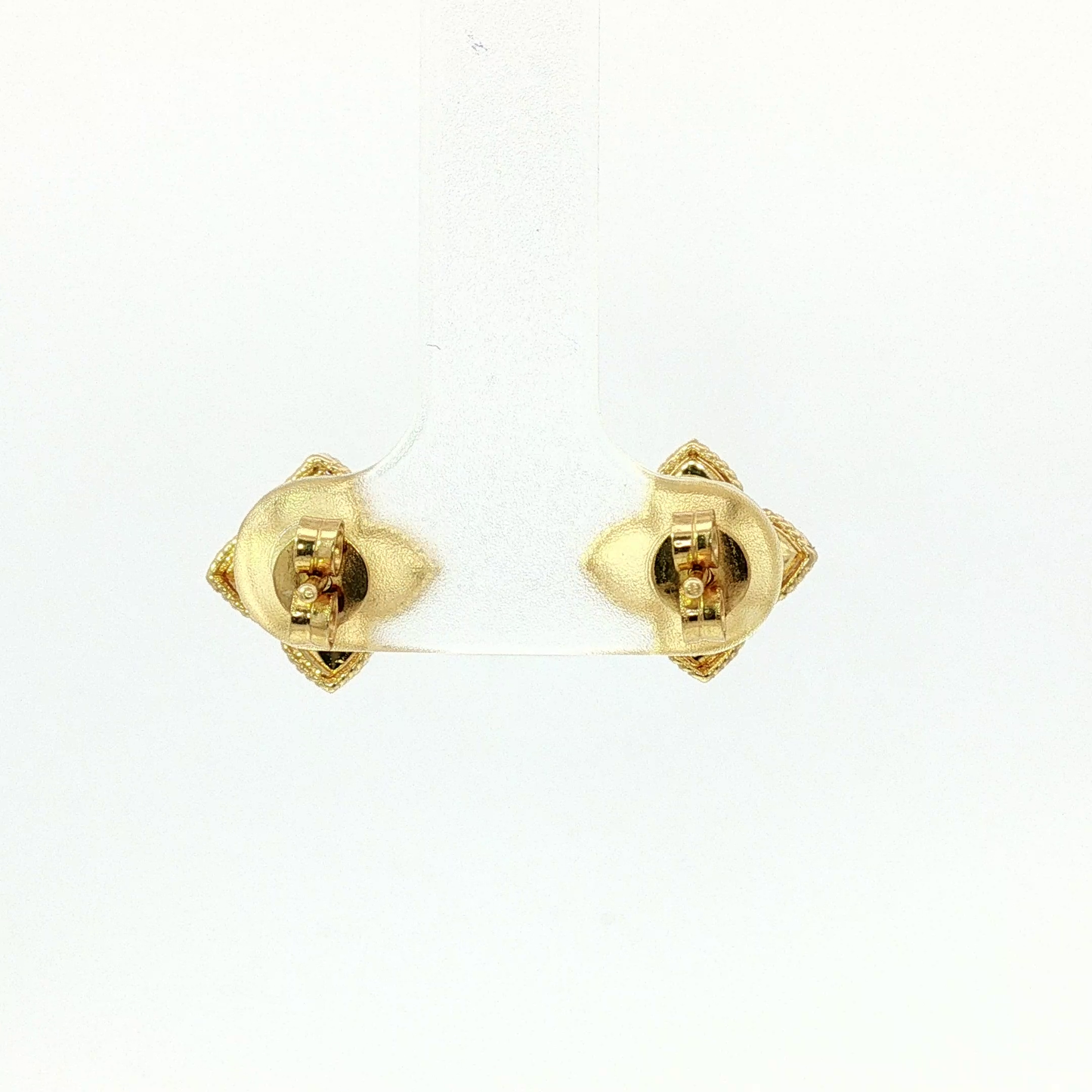Textured Floral Diamond Stud Earrings in Yellow Gold