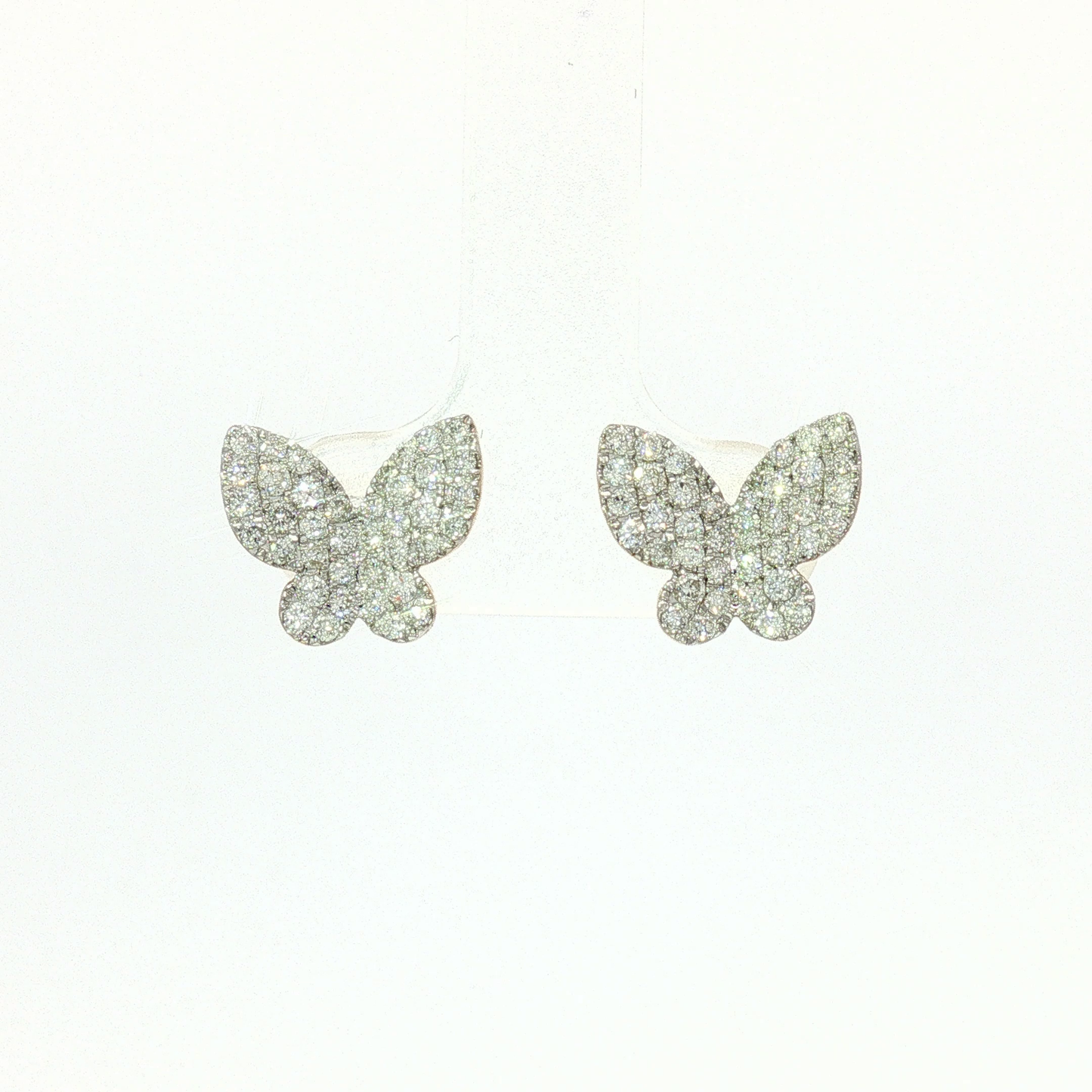 Lady Butterfly Diamond Stud Earrings in White Gold