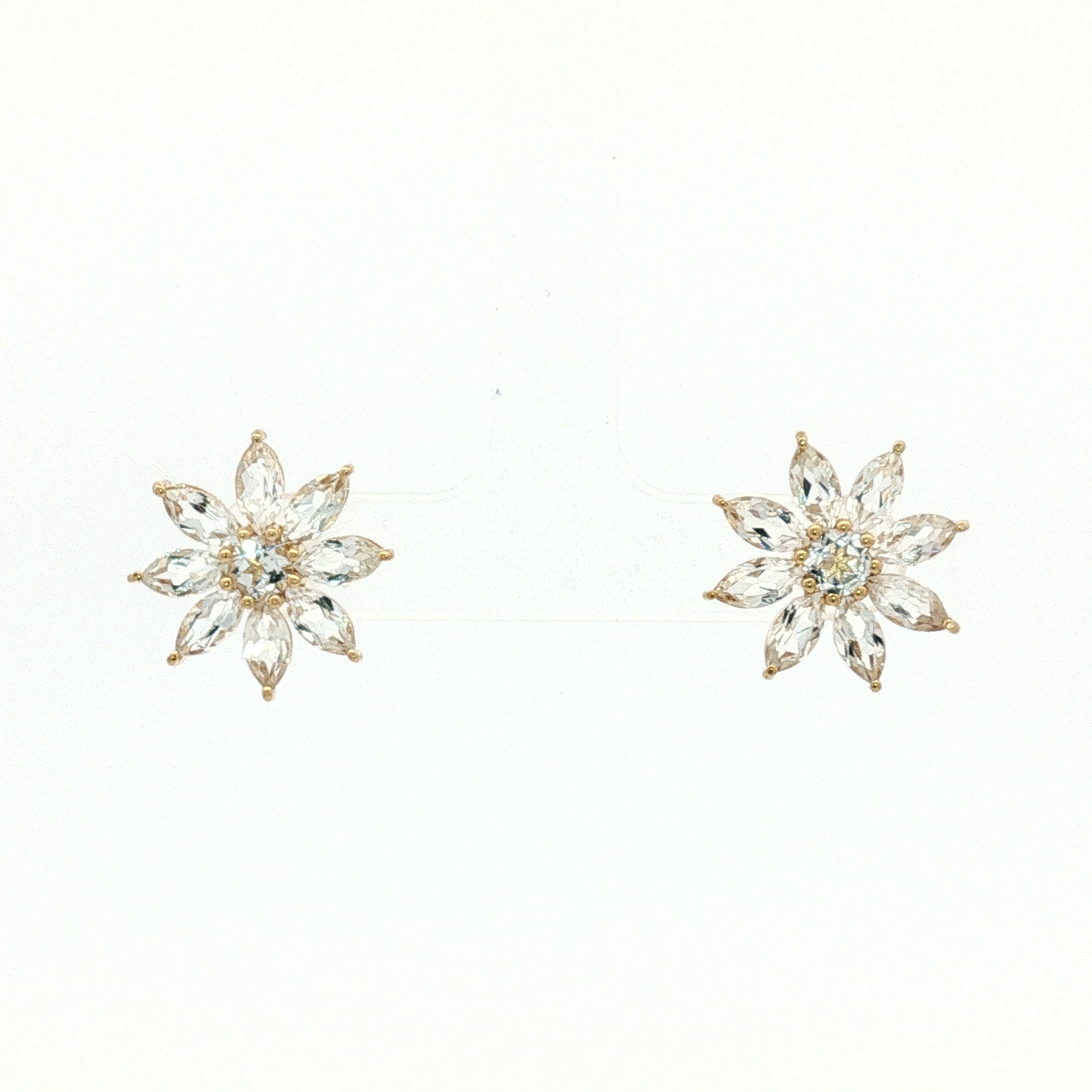 Diamond Floral Starburst Stud Earrings in Yellow Gold