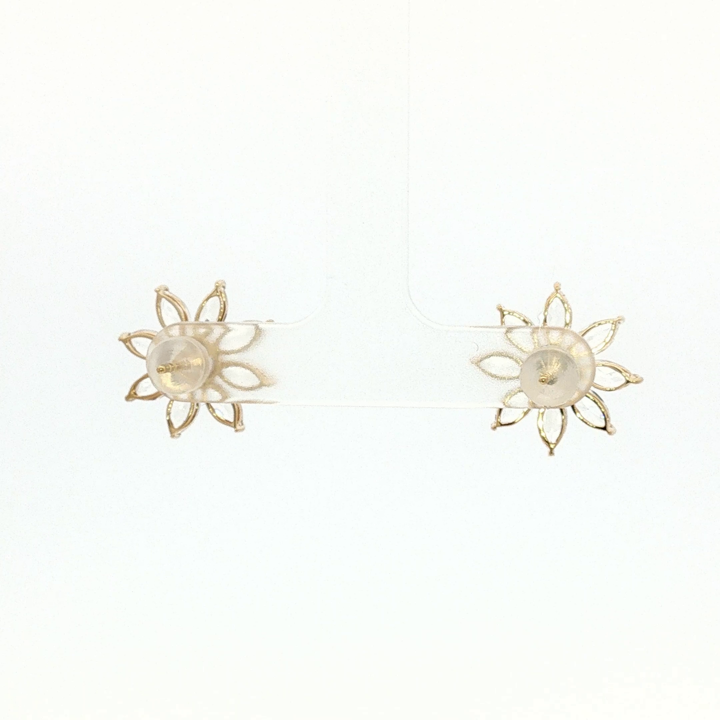 Diamond Floral Starburst Stud Earrings in Yellow Gold
