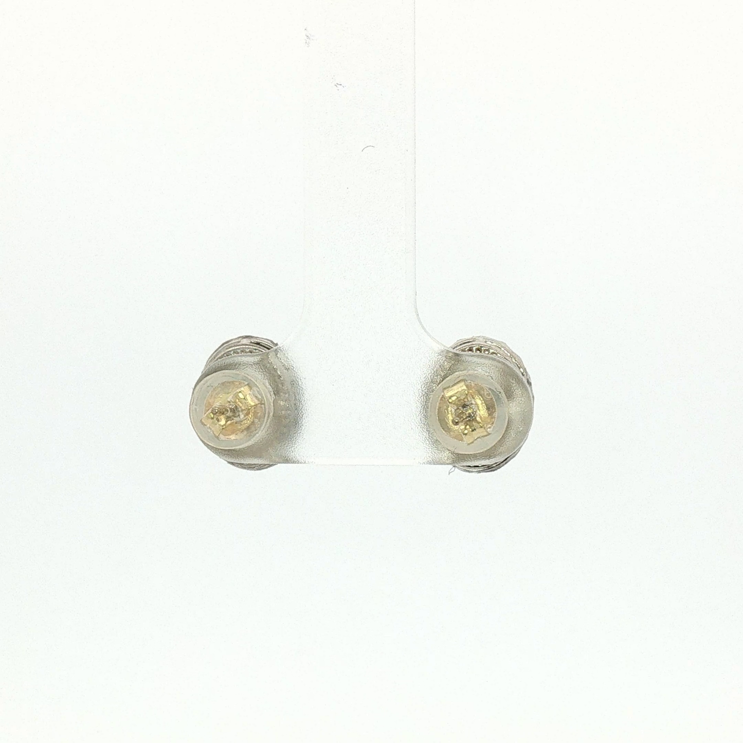 Oval Diamond Halo Stud Earrings in White Gold