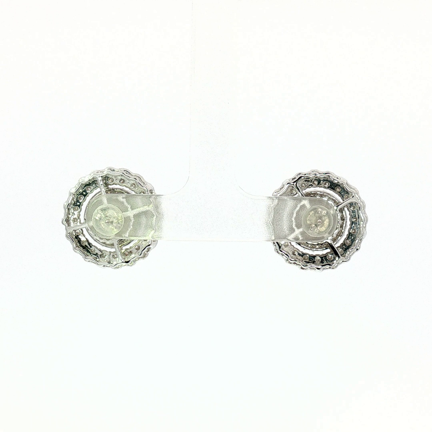 Diamond Concentric Circle Cluster Earrings in White Gold
