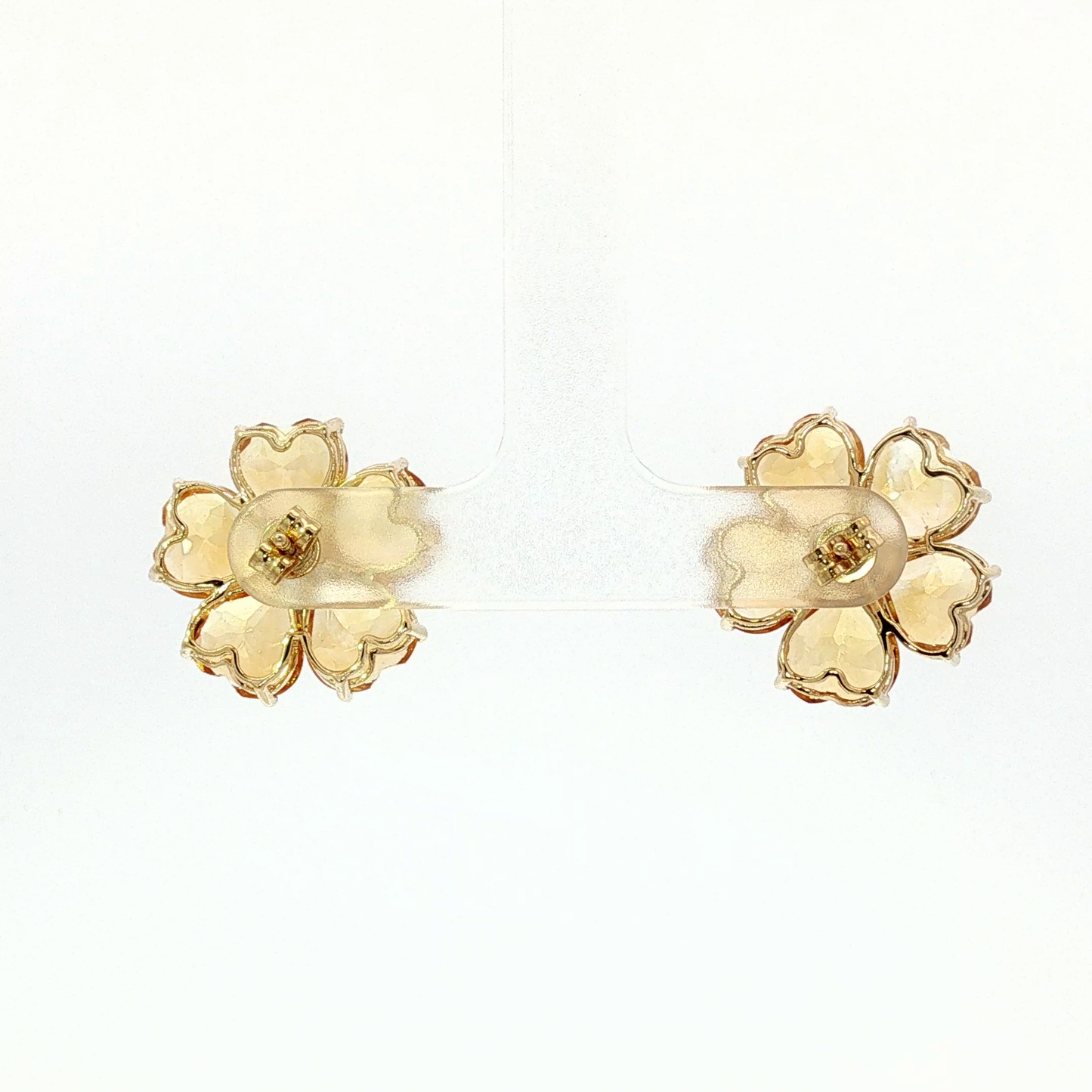 Yellow Gold Citrine Flower Stud Earrings