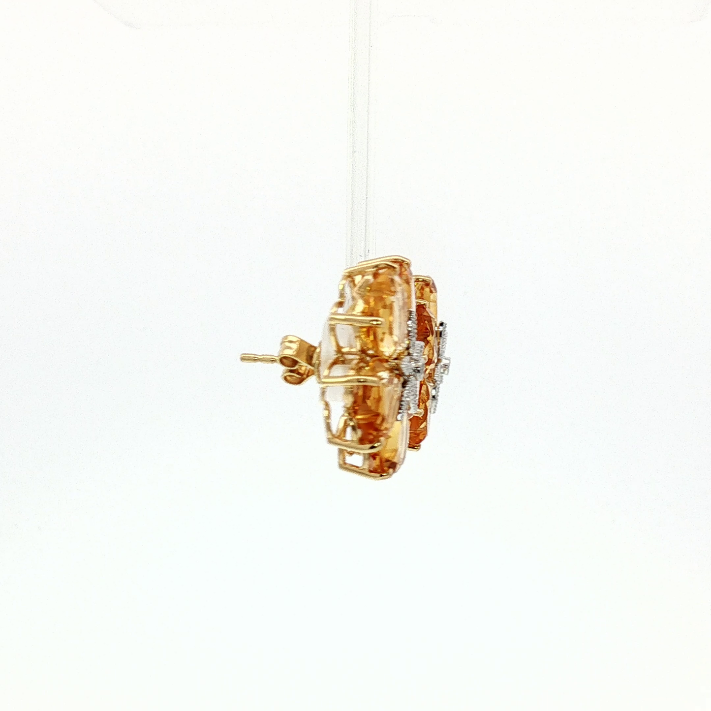 Yellow Gold Citrine Flower Stud Earrings