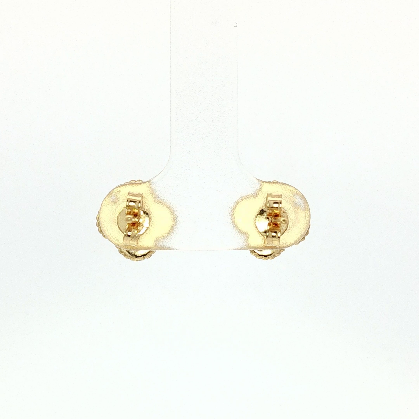 Textured Clover Motif Stud Earrings in Yellow Gold
