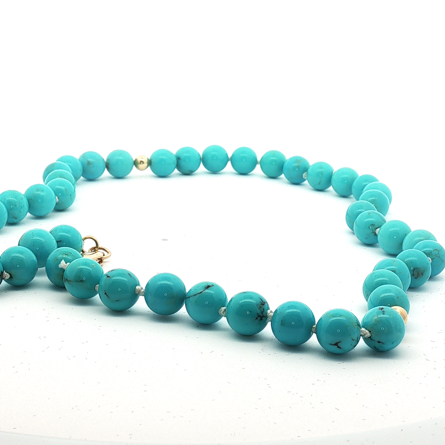 Sleeping Beauty Turquoise Beaded Necklace — 18K Yellow Gold
