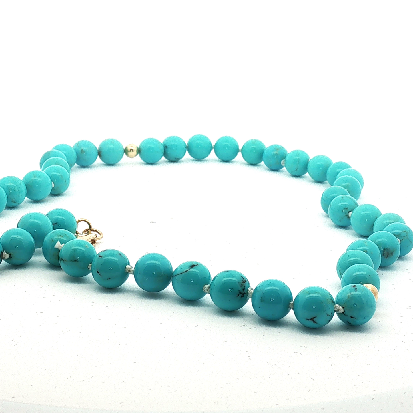 Sleeping Beauty Turquoise Beaded Necklace — 18K Yellow Gold