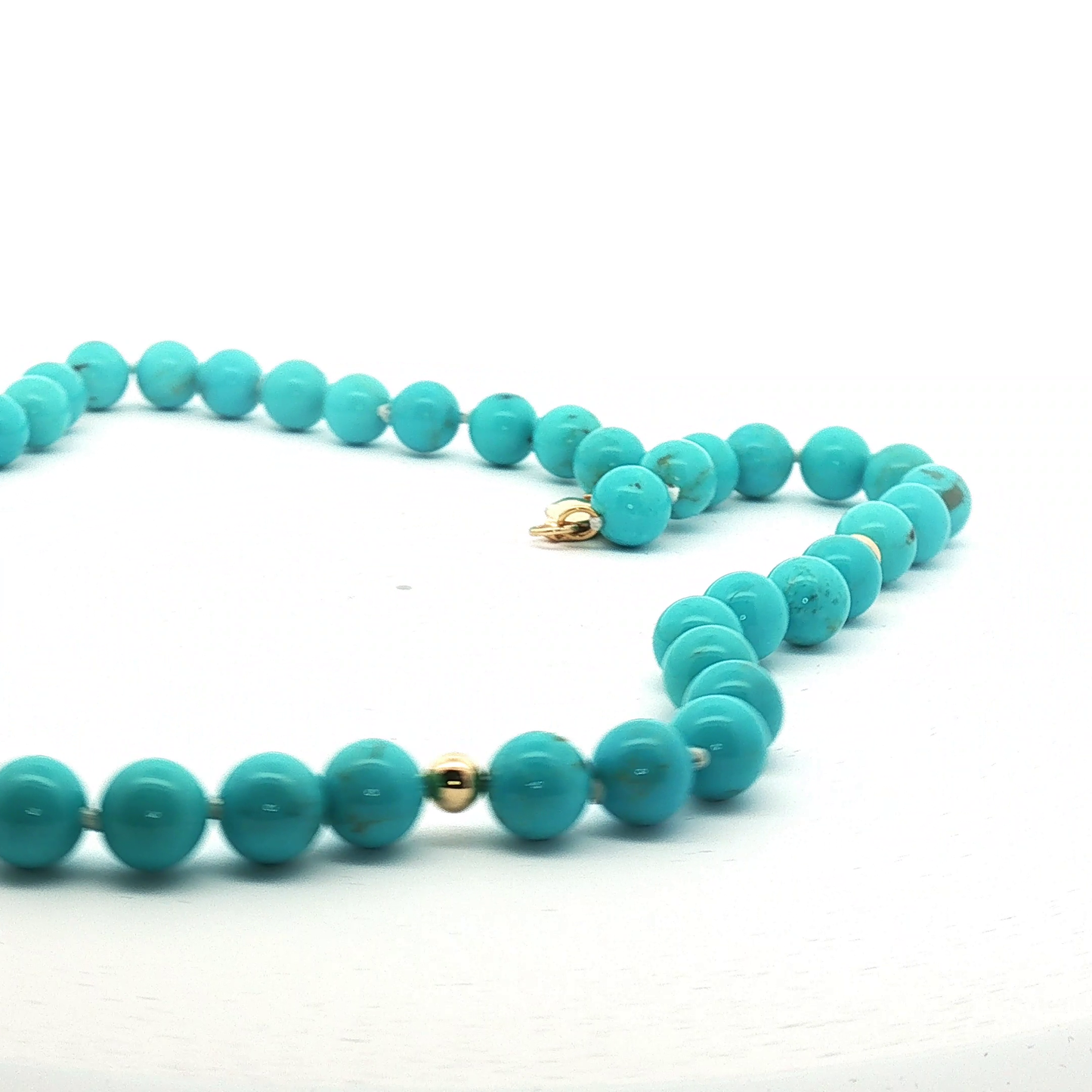 Sleeping Beauty Turquoise Beaded Necklace — 18K Yellow Gold