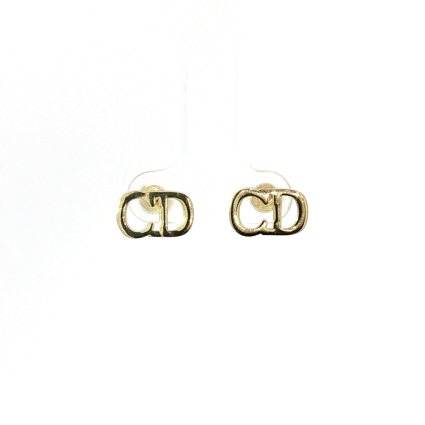 CD Logo Stud Earrings in Yellow Gold