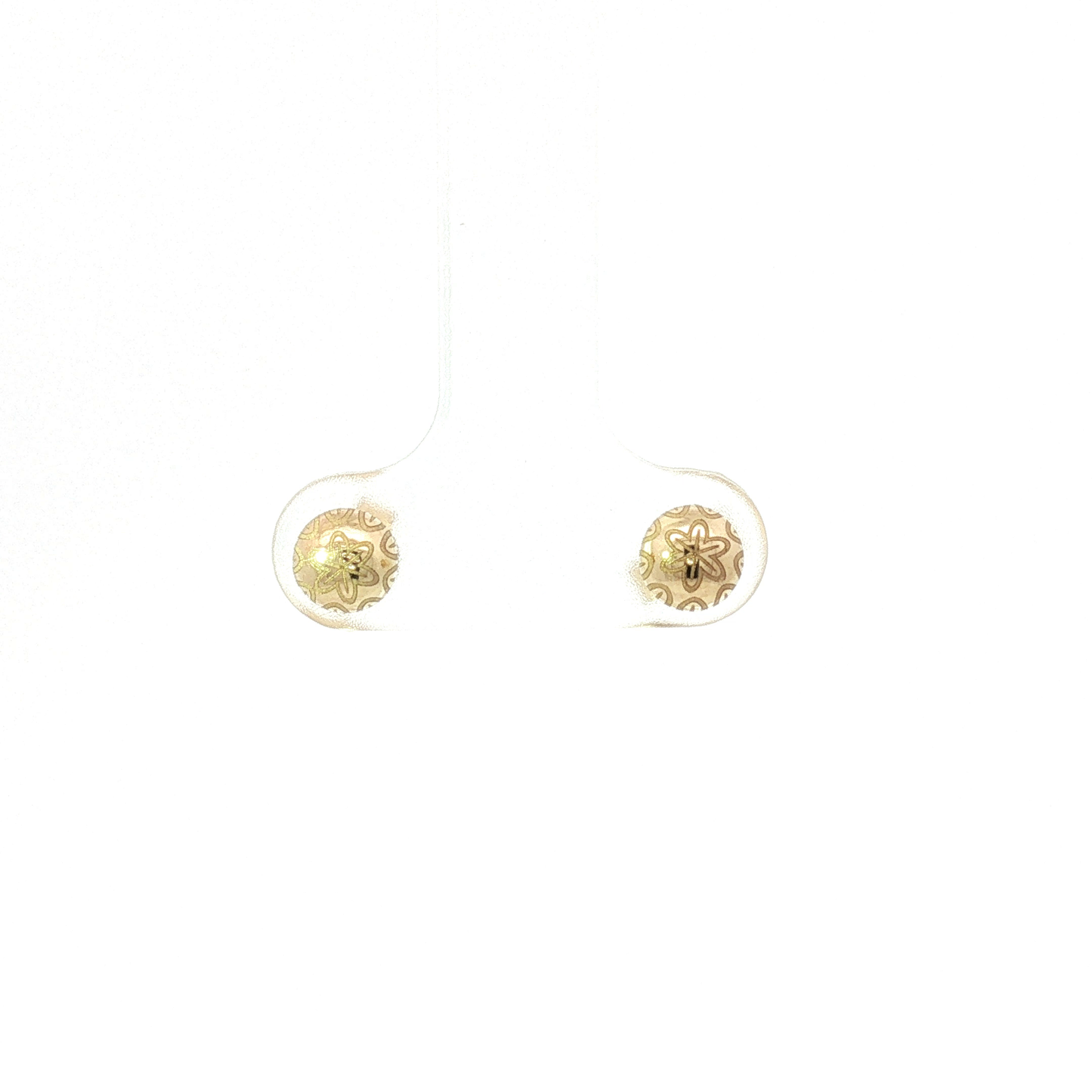 Yellow Gold Floral Engraved Stud Earrings