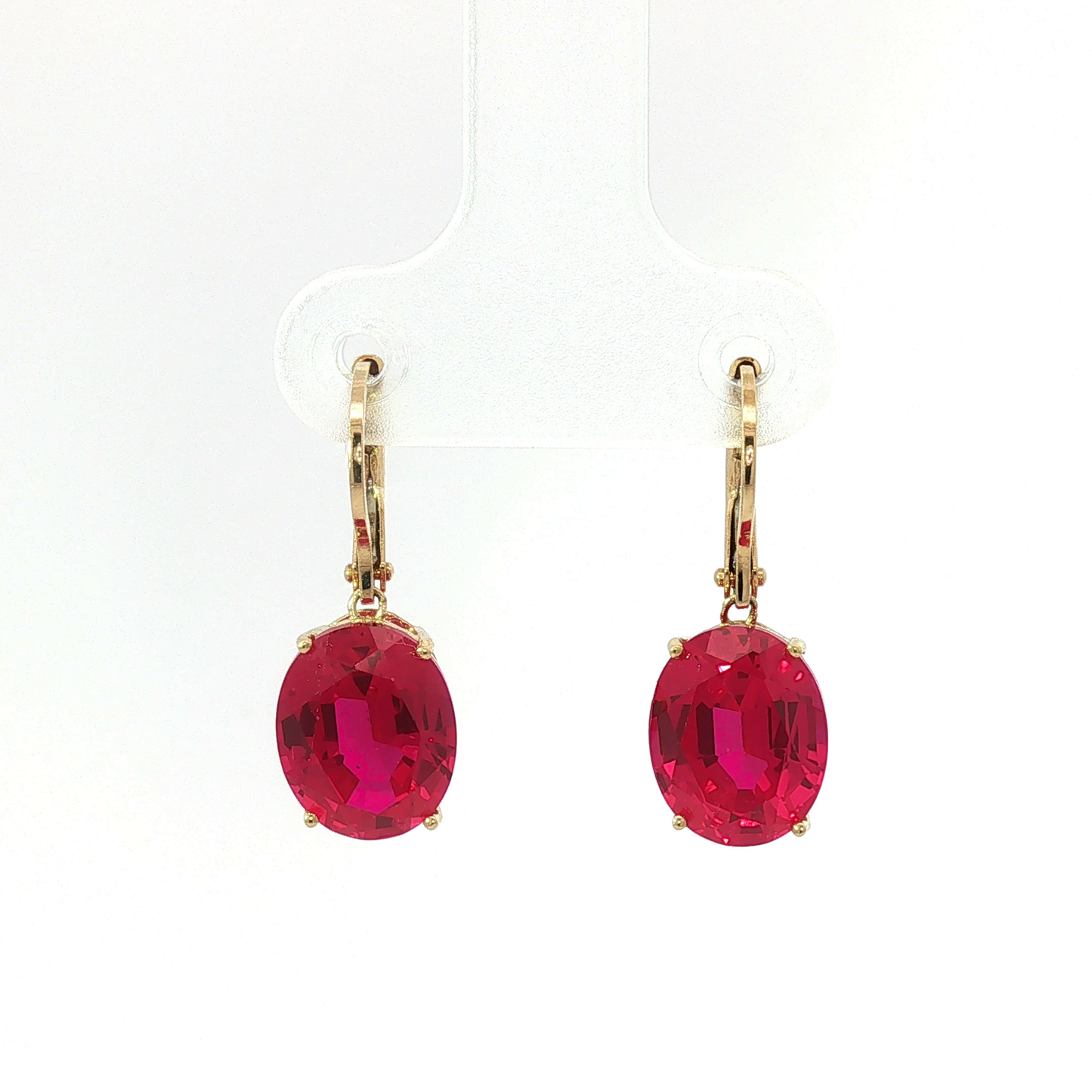 Oval Ruby Drop Earrings in Yellow Gold