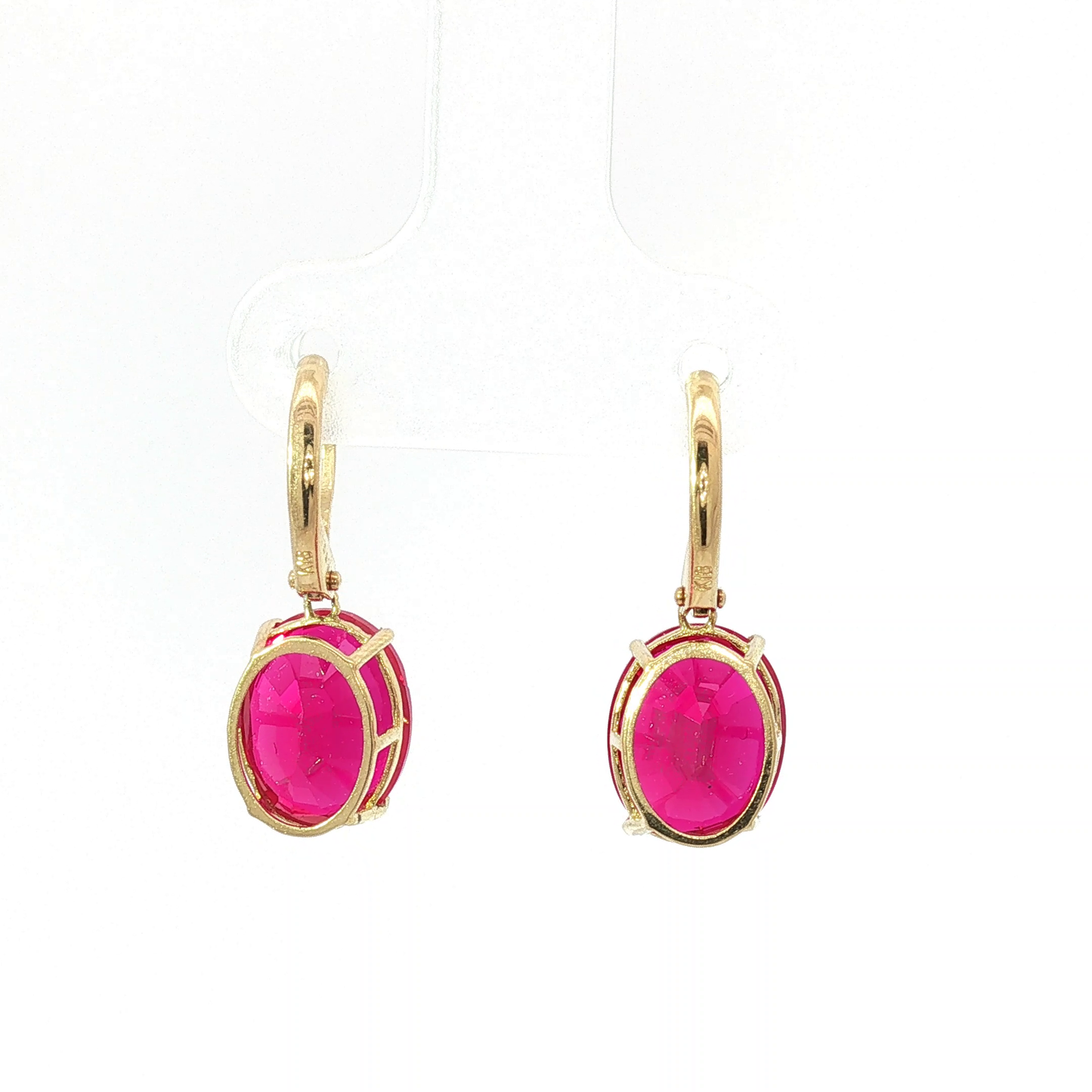 Oval Ruby Drop Earrings in Yellow Gold