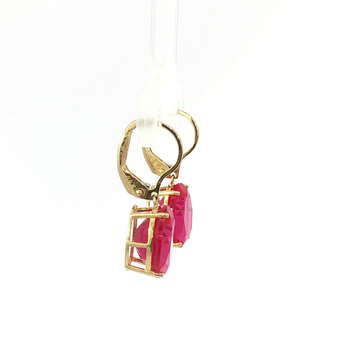 Oval Ruby Drop Earrings in Yellow Gold