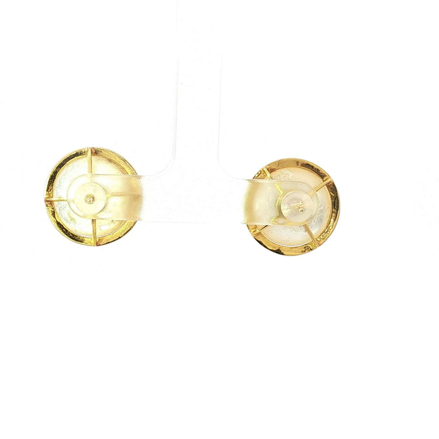 Classic Pearl Bezel Stud Earrings in Yellow Gold