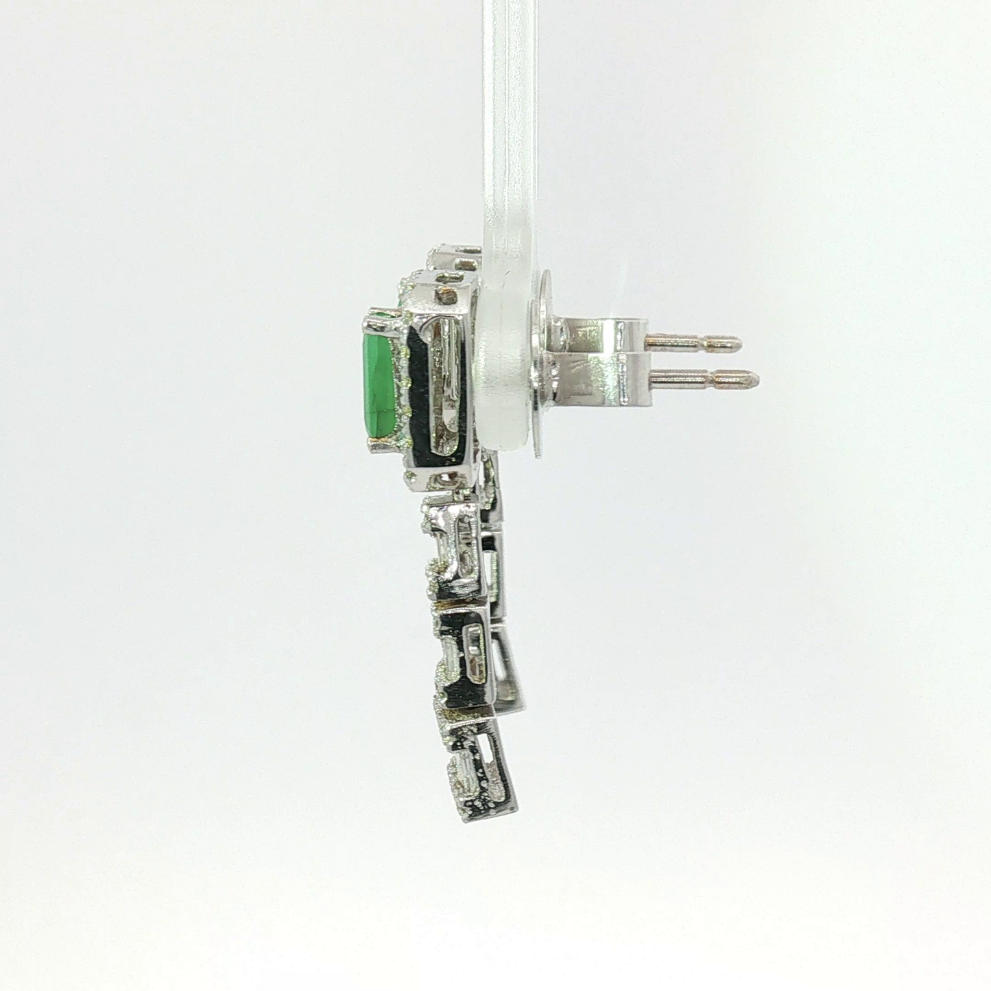 White Gold Emerald Halo Articulated Jewelry Set