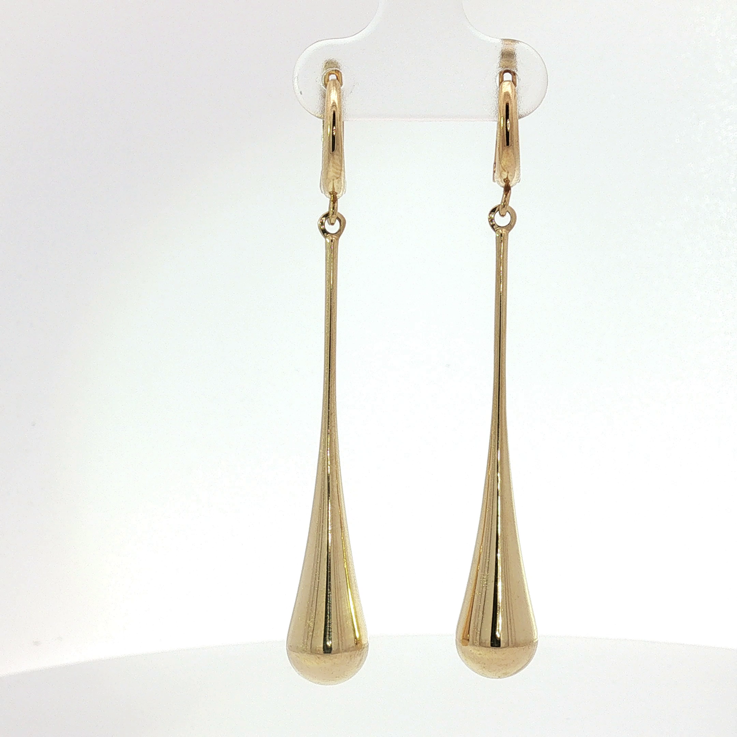 Polished Yellow Gold Elongated Teardrop Drop Earrings