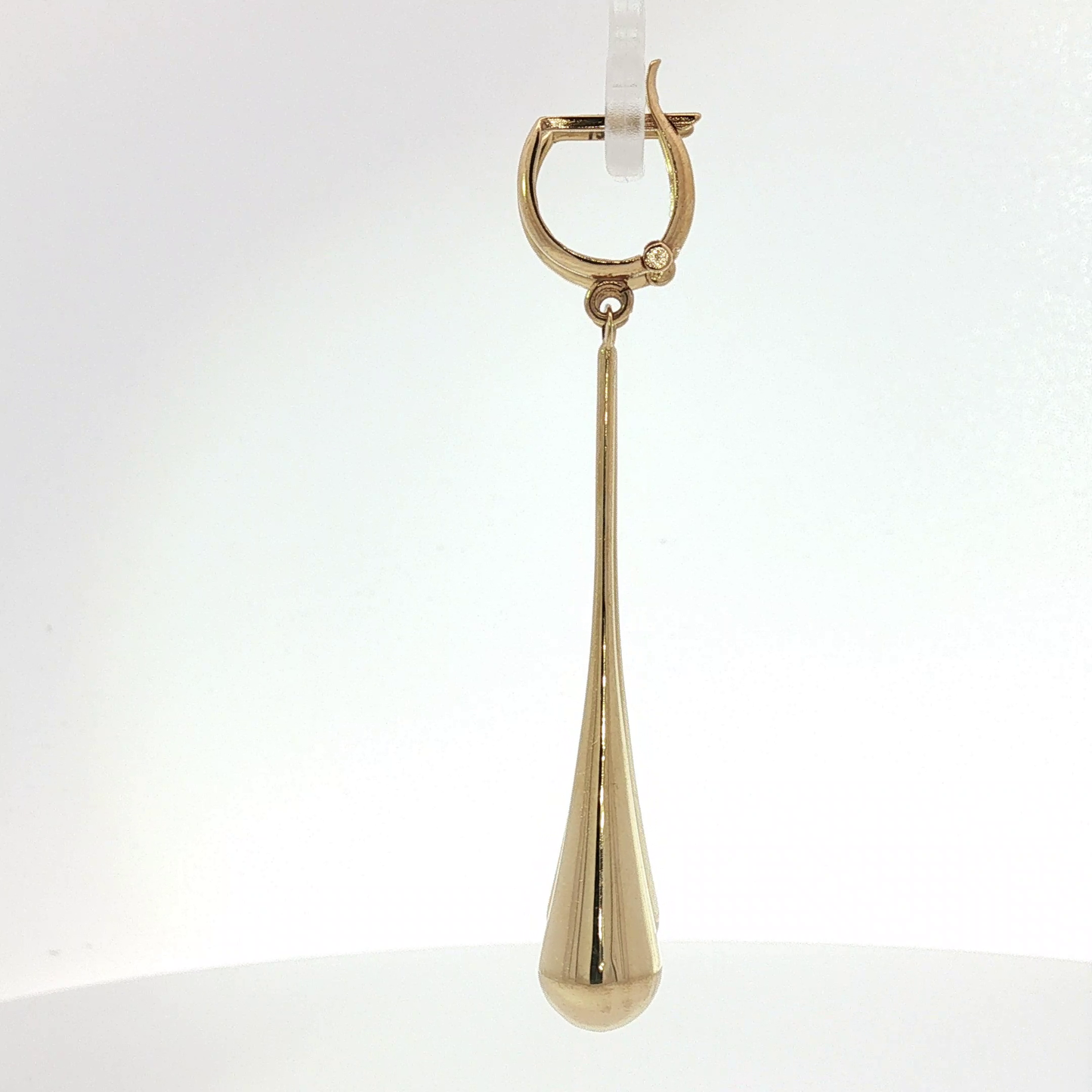 Polished Yellow Gold Elongated Teardrop Drop Earrings
