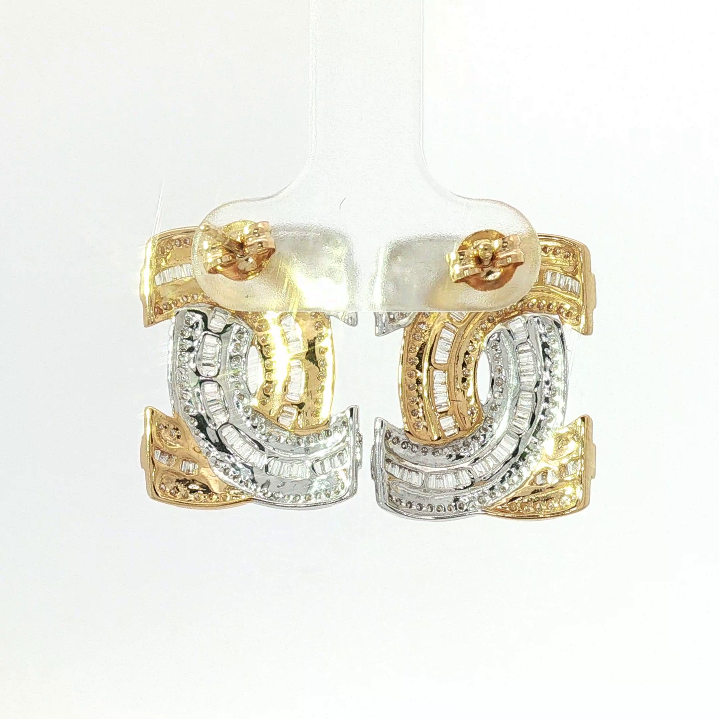 Diamond Interlocking Curve Clip-On Earrings in White Gold