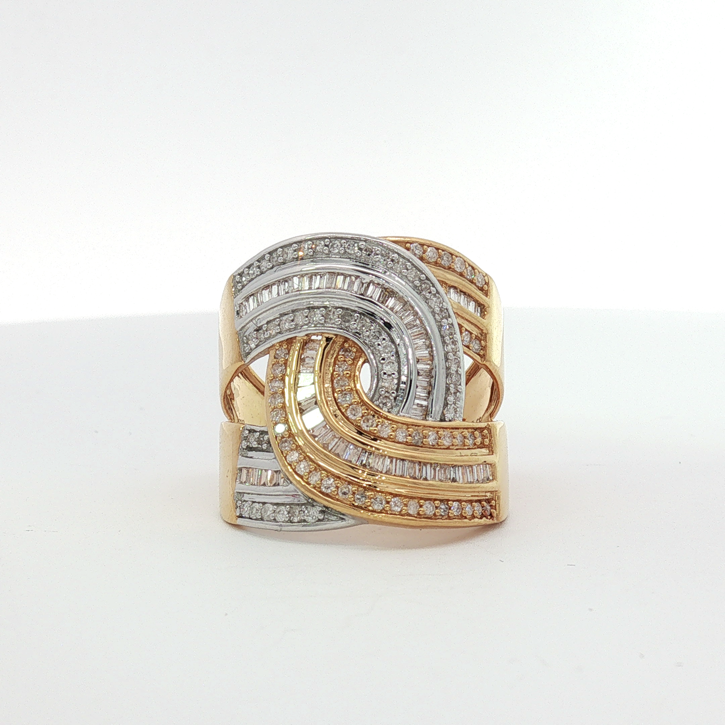 Diamond Interlocking Curve Clip-On Earrings in White Gold