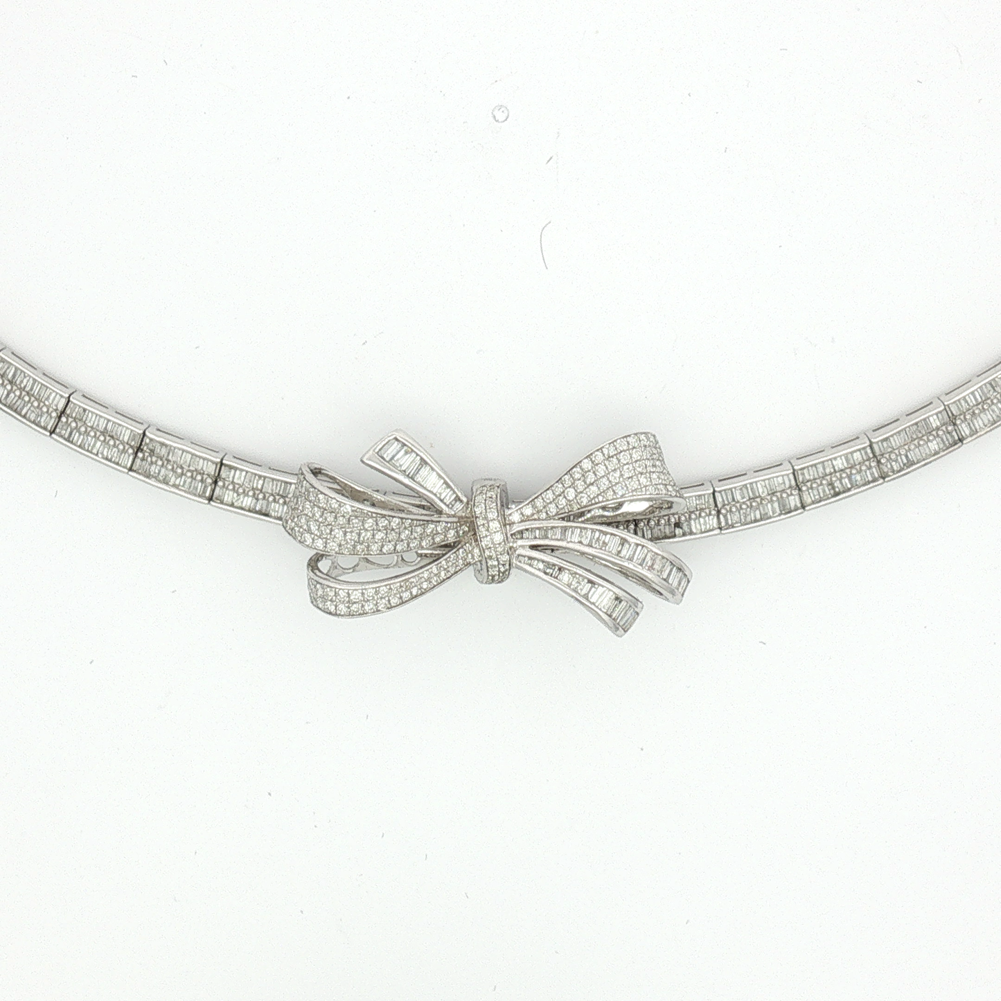 White Gold Diamond Bow Collar Necklace