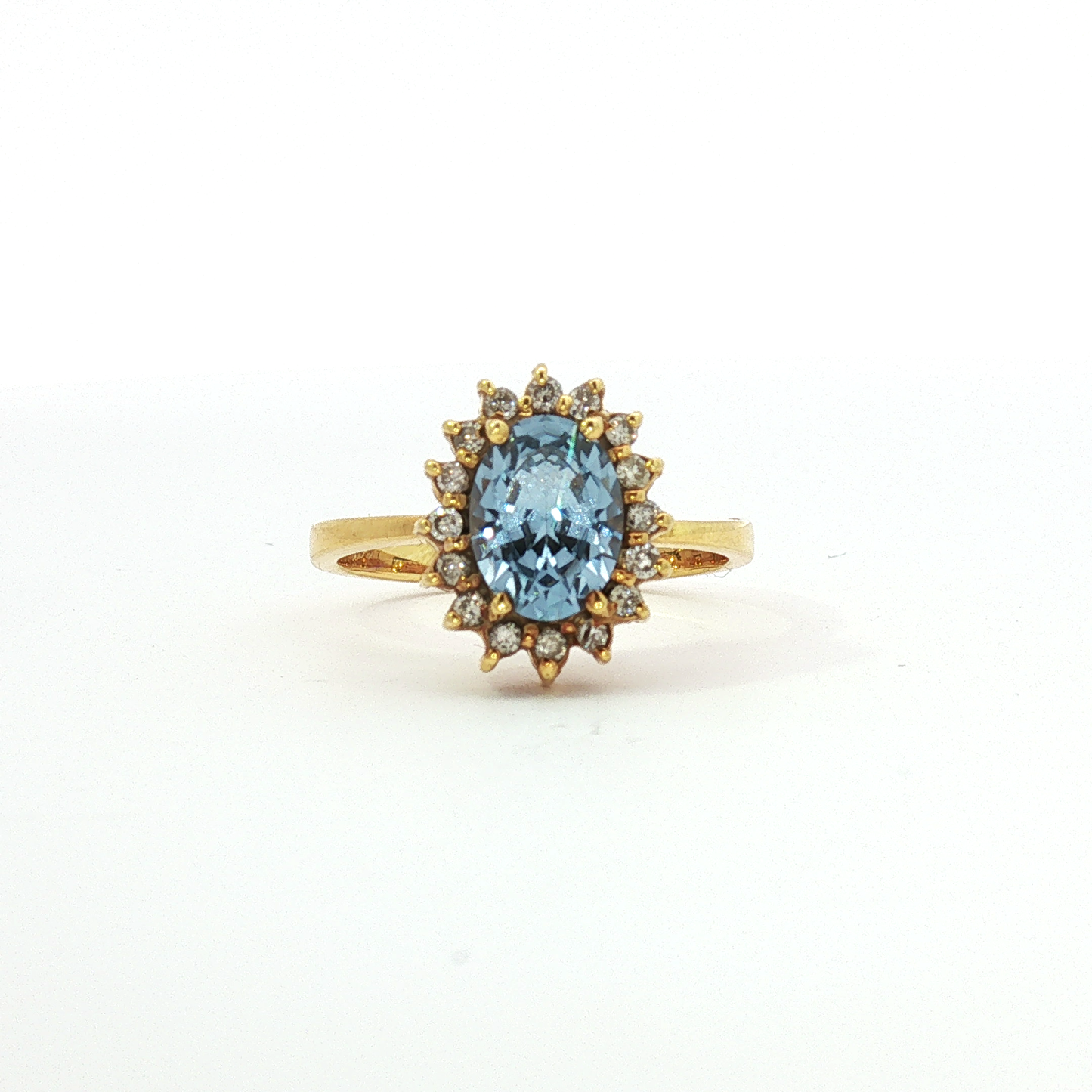 London Blue Topaz and Yellow Gold Cluster Half Set