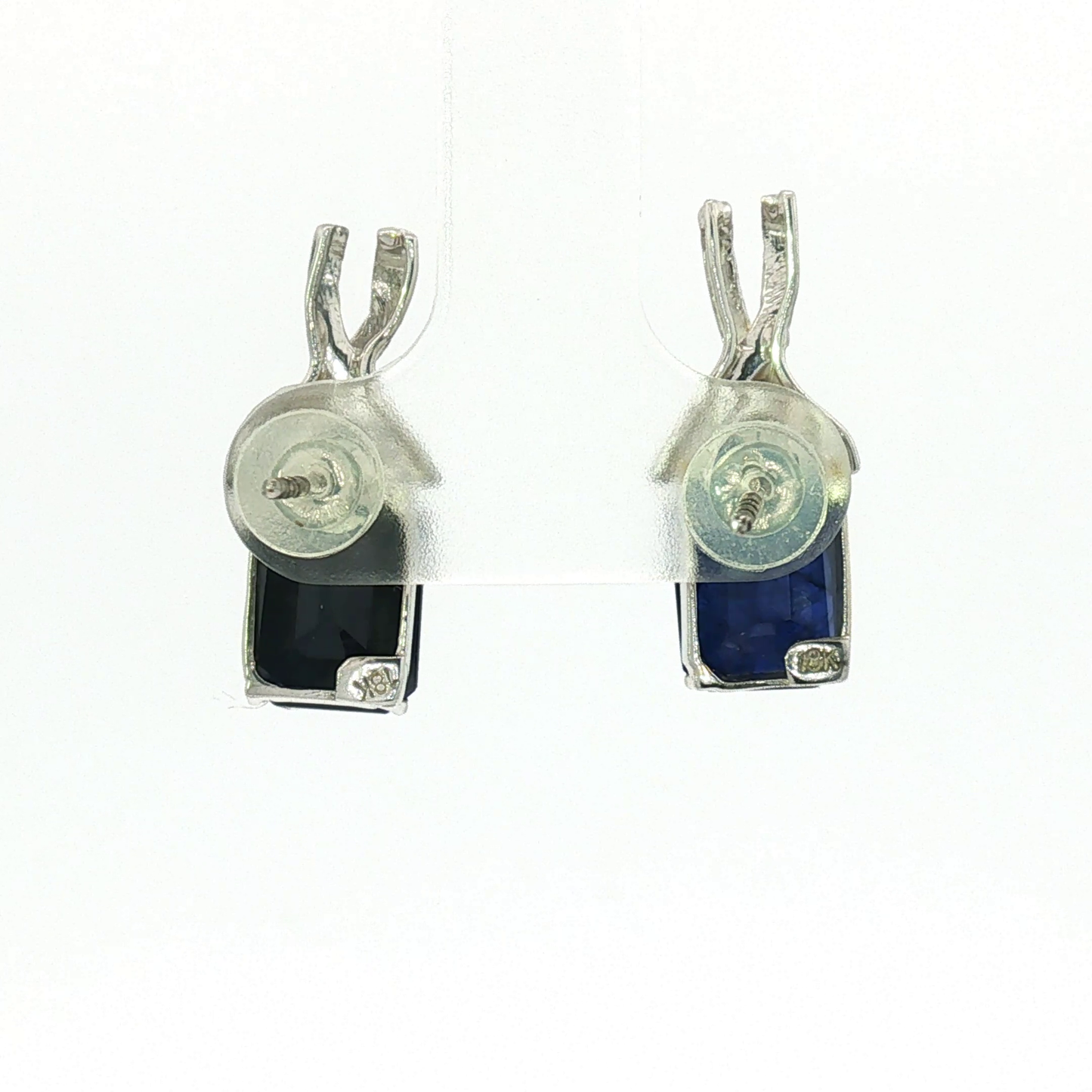 Deep Blue Sapphire Drop Earrings and Ring in White Gold