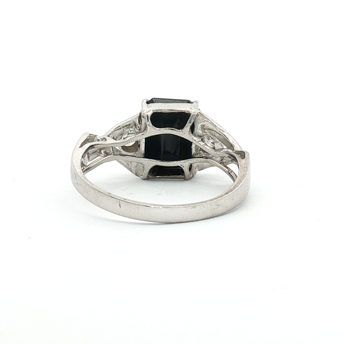Deep Blue Sapphire Drop Earrings and Ring in White Gold